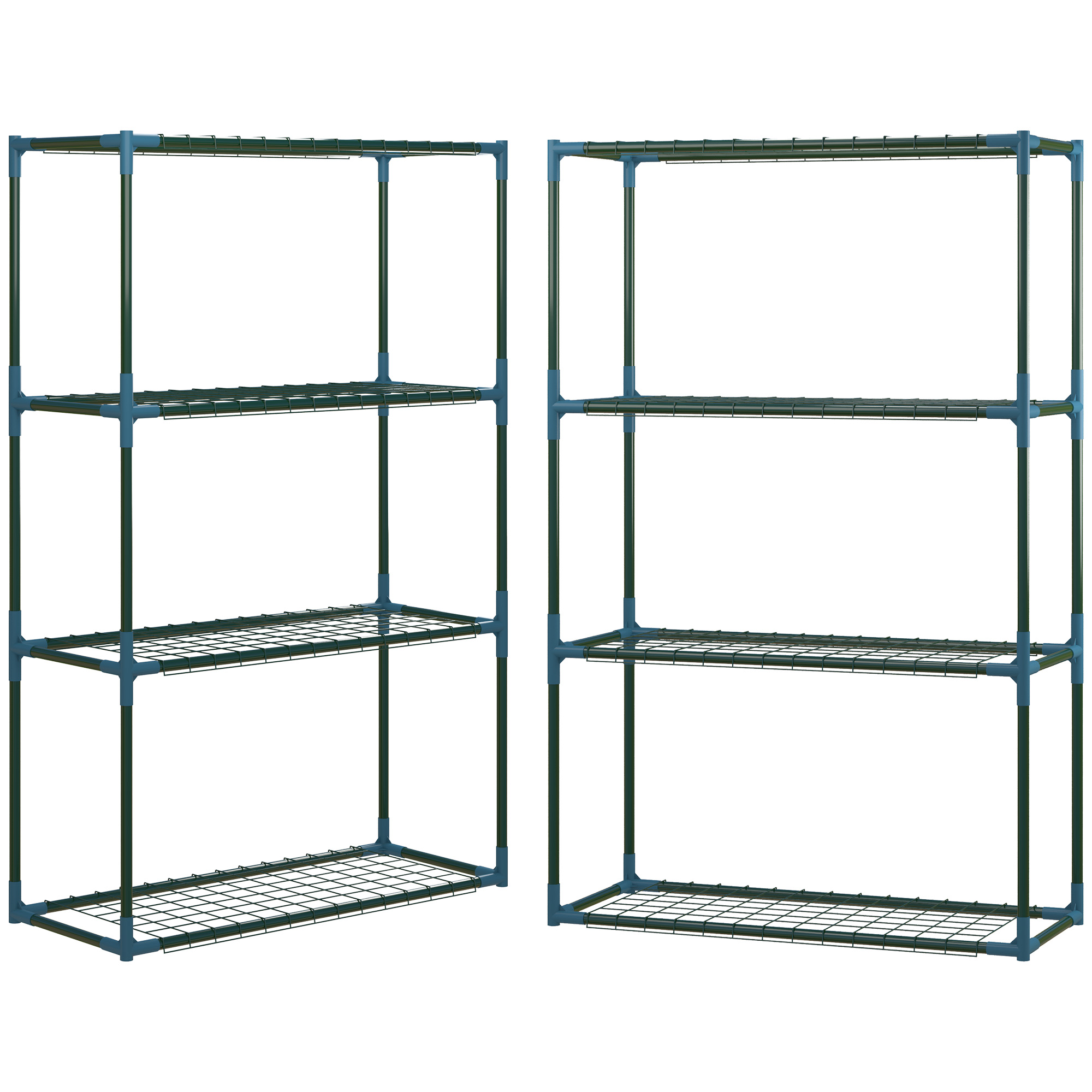 Outsunny Stojak na rośliny, zestaw 2 szt, po 4 półki, możliwość łączenia lub osobnego używania, stal, zielony, 70 x 27 x 110 cm