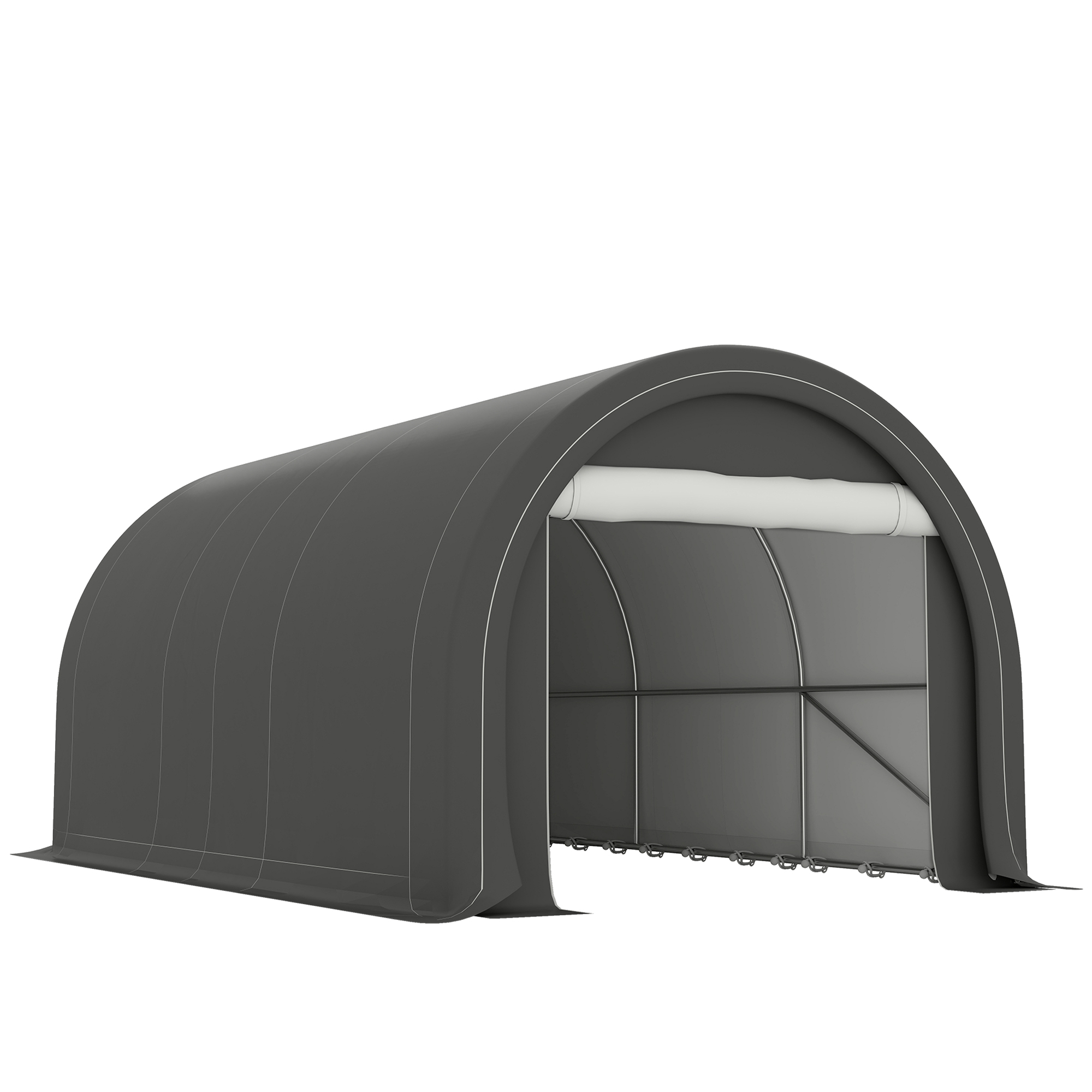 Outsunny Garaje Exterior para Coche 3x5 m Impermeable con Tejido PE Resistente Marco de Acero Galvanizado UPF30+ Gris