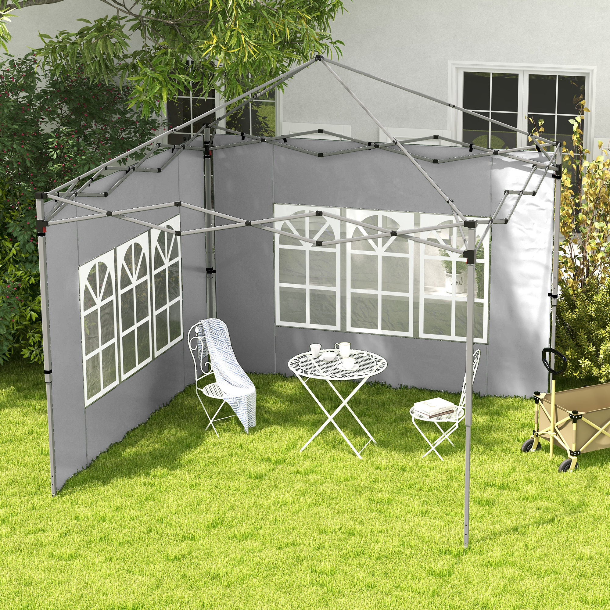 Outsunny 2er-Set Seitenteile für Pavillon 3x3/3x4 m, Seitenwand mit Fenster günstig online kaufen