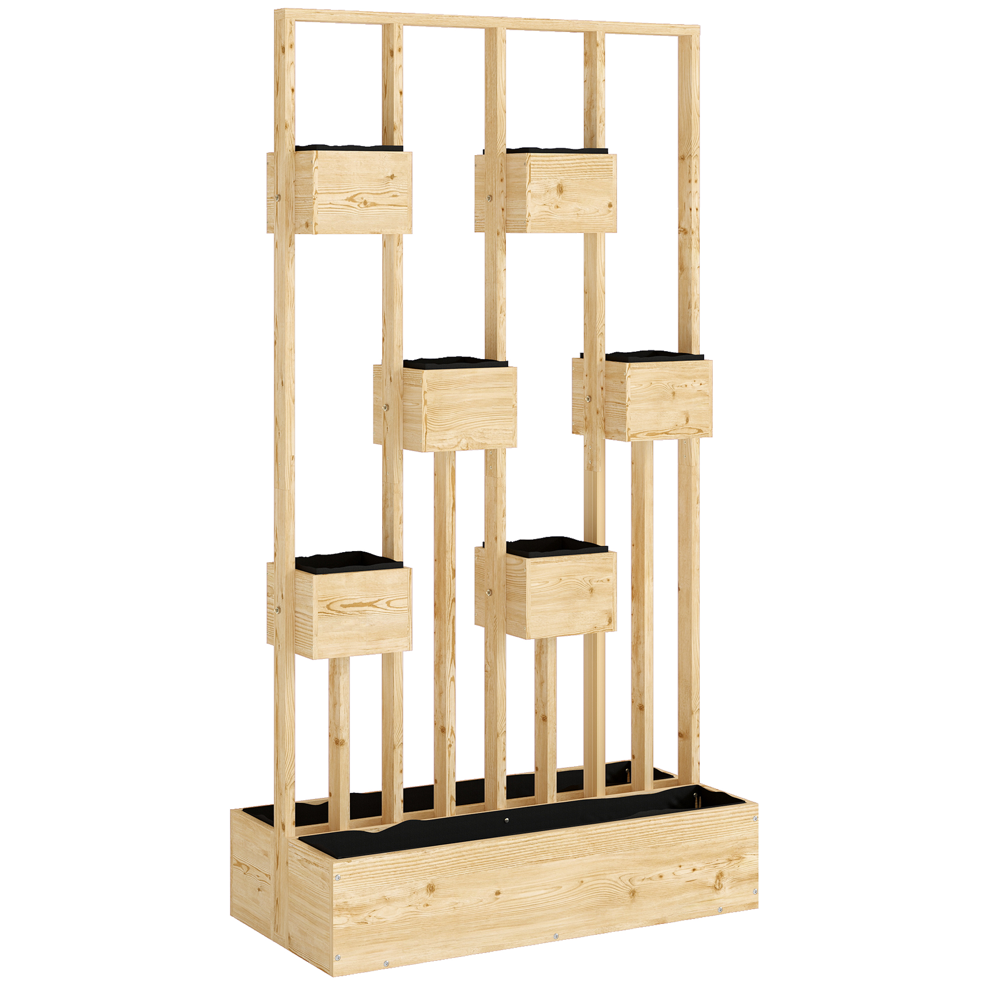 Outsunny Hochbeet mit Rankgitter Körbe, Holz Pflanzkasten Pflanzkübel Blume günstig online kaufen