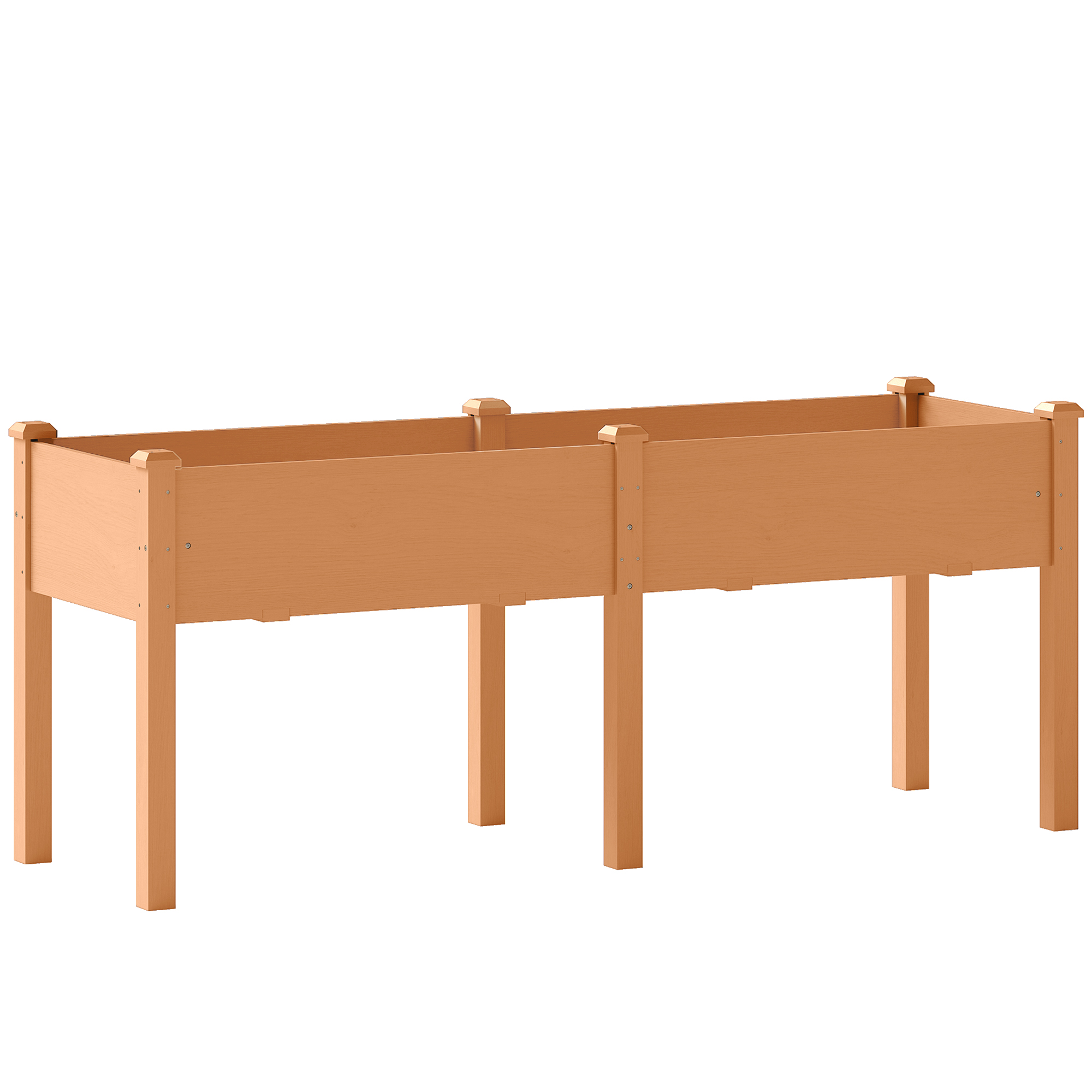 Outsunny Pat de grădină urban ridicat din lemn 184x59x76,5 cm cu 6 orificii de drenaj pentru cultivare plante flori Maro | Aosom Romania