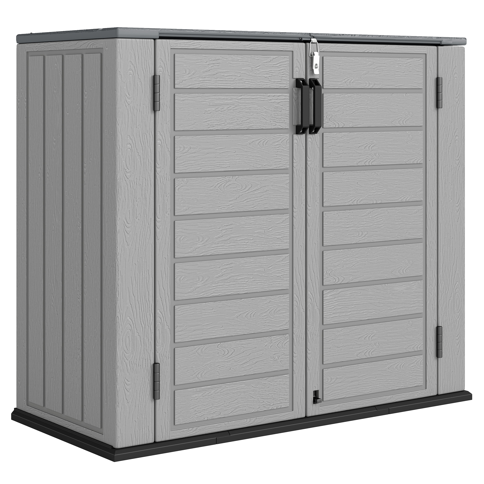 Outsunny Cobertizo de Jardín de HDPE 940L con Tapa Abatible 2 Puertas Cerradura Cobertizo de Jardín 142x67x119 cm Gris Claro