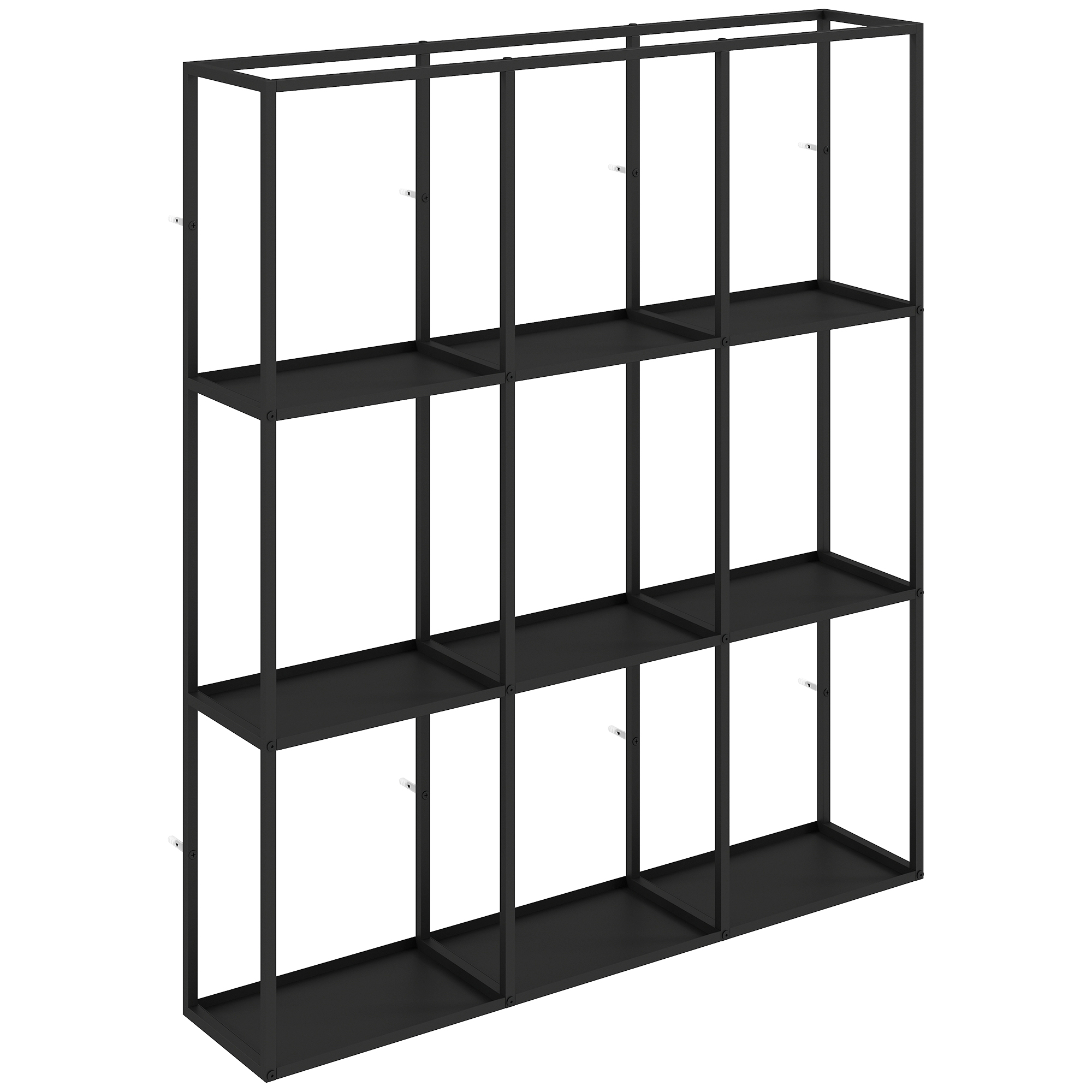 HOMCOM Estantería de pared industrial con 9 compartimentos, Estantería metálica para colecciones, Ideal para decoración del hogar, Negro