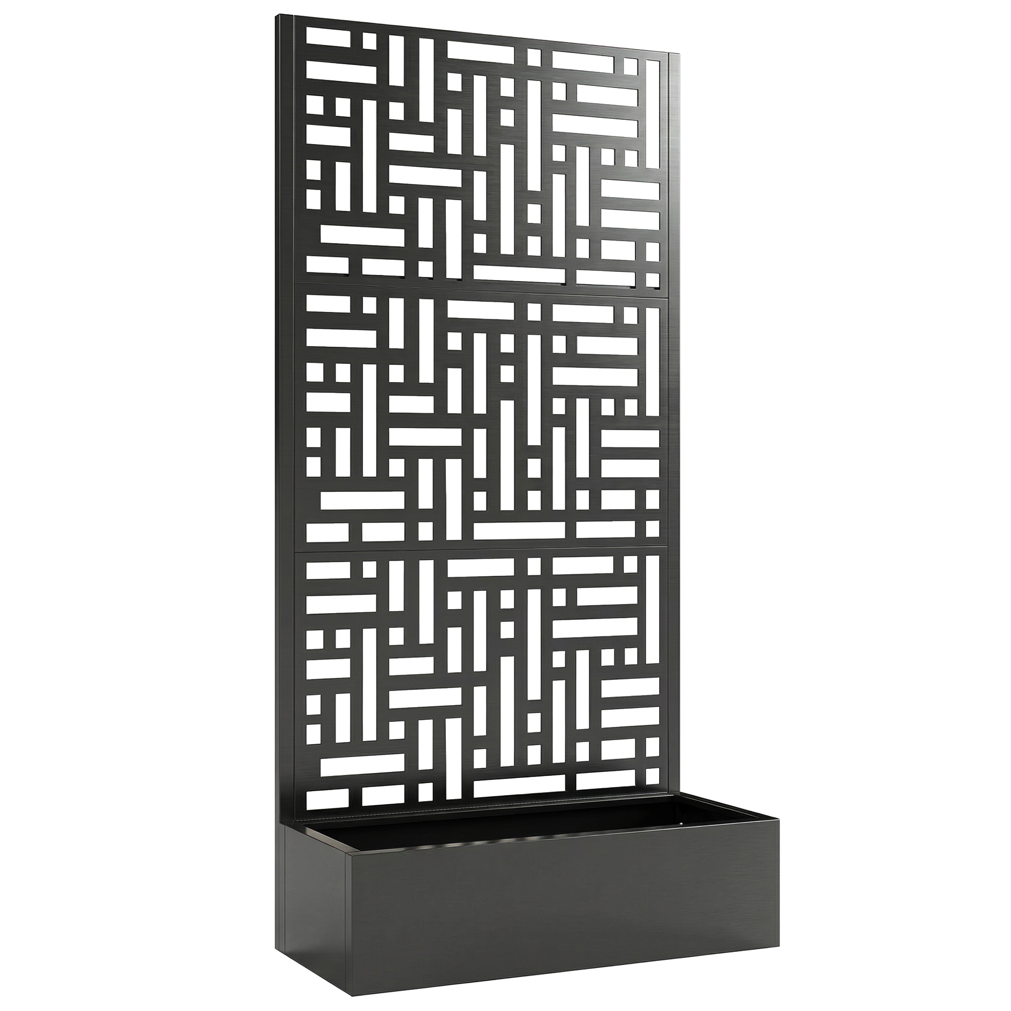 Outsunny Jardinera con enrejado, macetero de acero galvanizado con pantalla de privacidad, orificios de drenaje, 90x40x180cm, negro