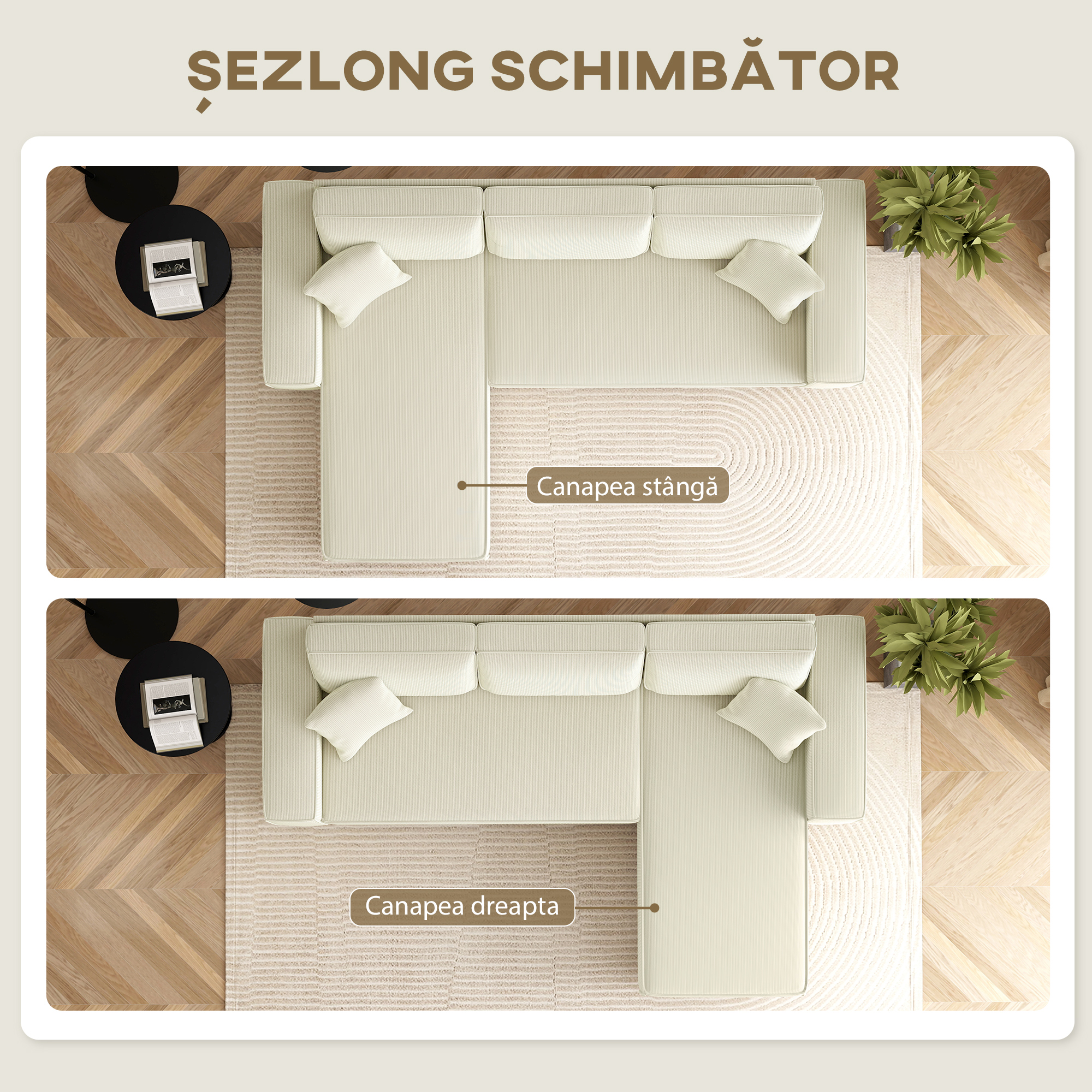 Canapea  catifea crem, 3 locuri [3]