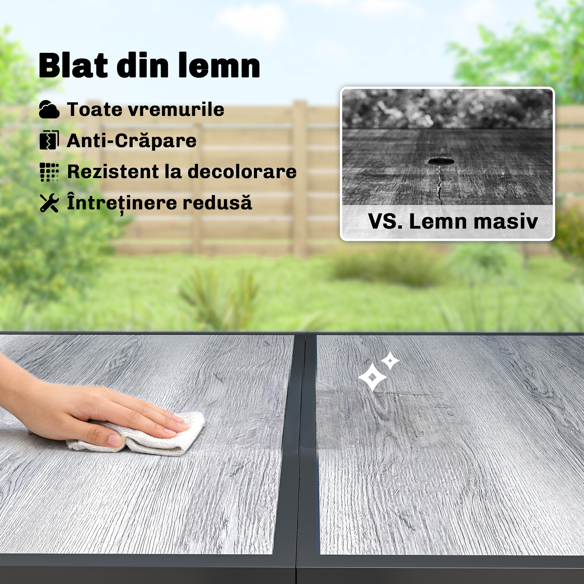  Masa de gradina exterior pentru 6 persoane, balcon pentru terasa, pentru dining in aer liber [4]