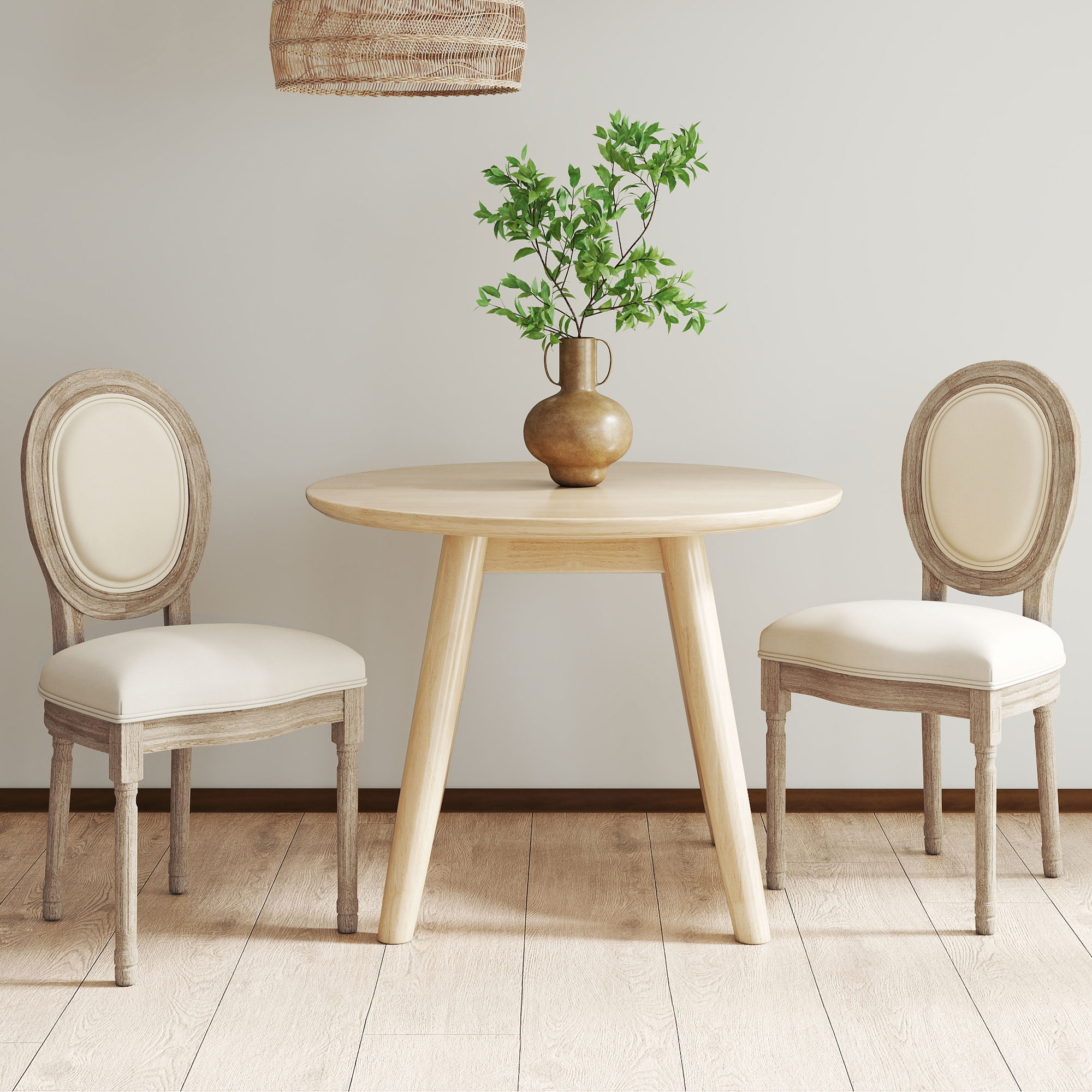 HOMCOM Eetkamerstoelen Set van 2 Moderne Keukenstoelen met Comfortabele Bekleding en Stevige Metalen Poten Ergonomisch Crème 49x56x96cm | Aosom.nl