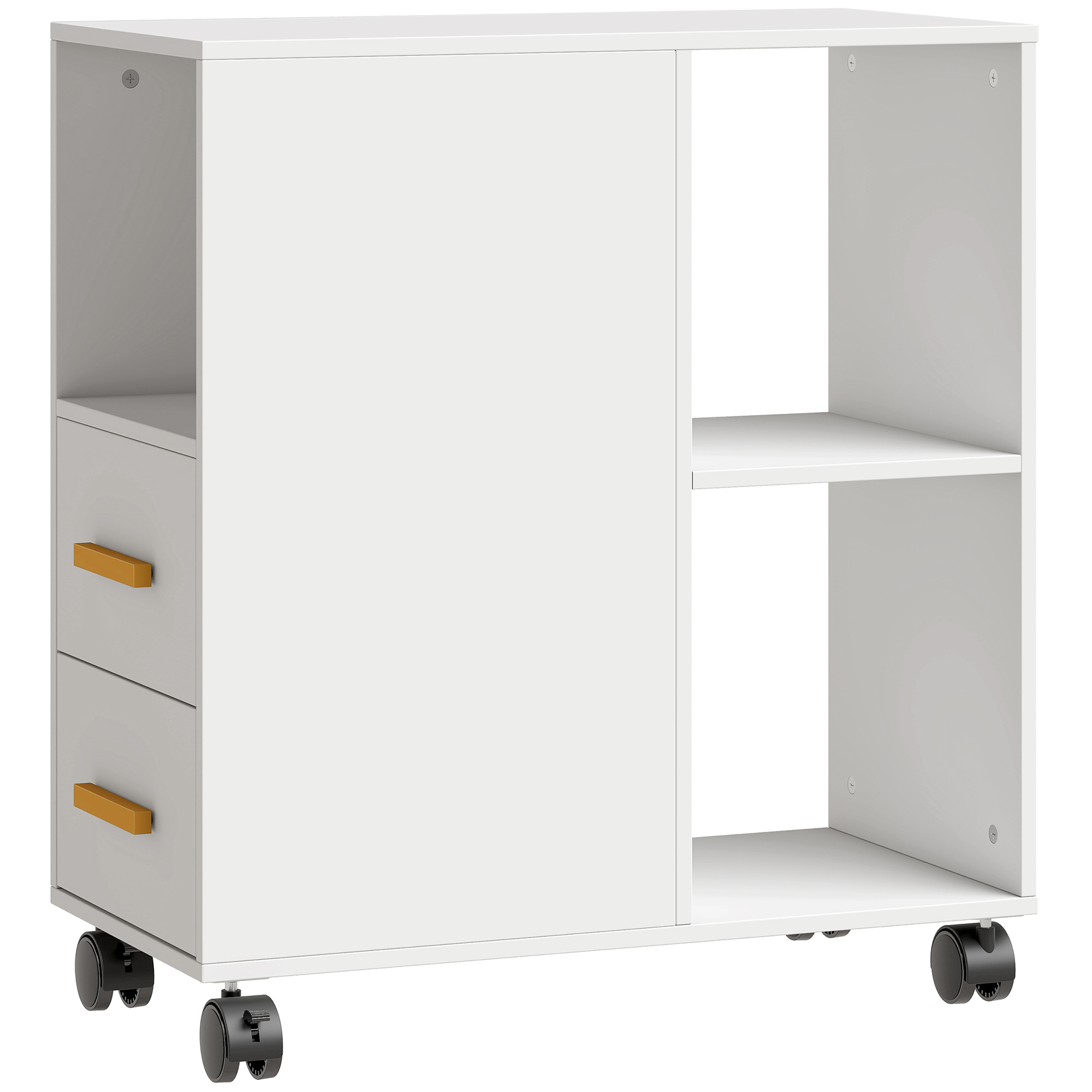 HOMCOM Suporte para Impressora Mesa com Prateleira Ajustável Jantes para Fax e Digitalizador 60x30x65 cm Branco Aosom Portugal