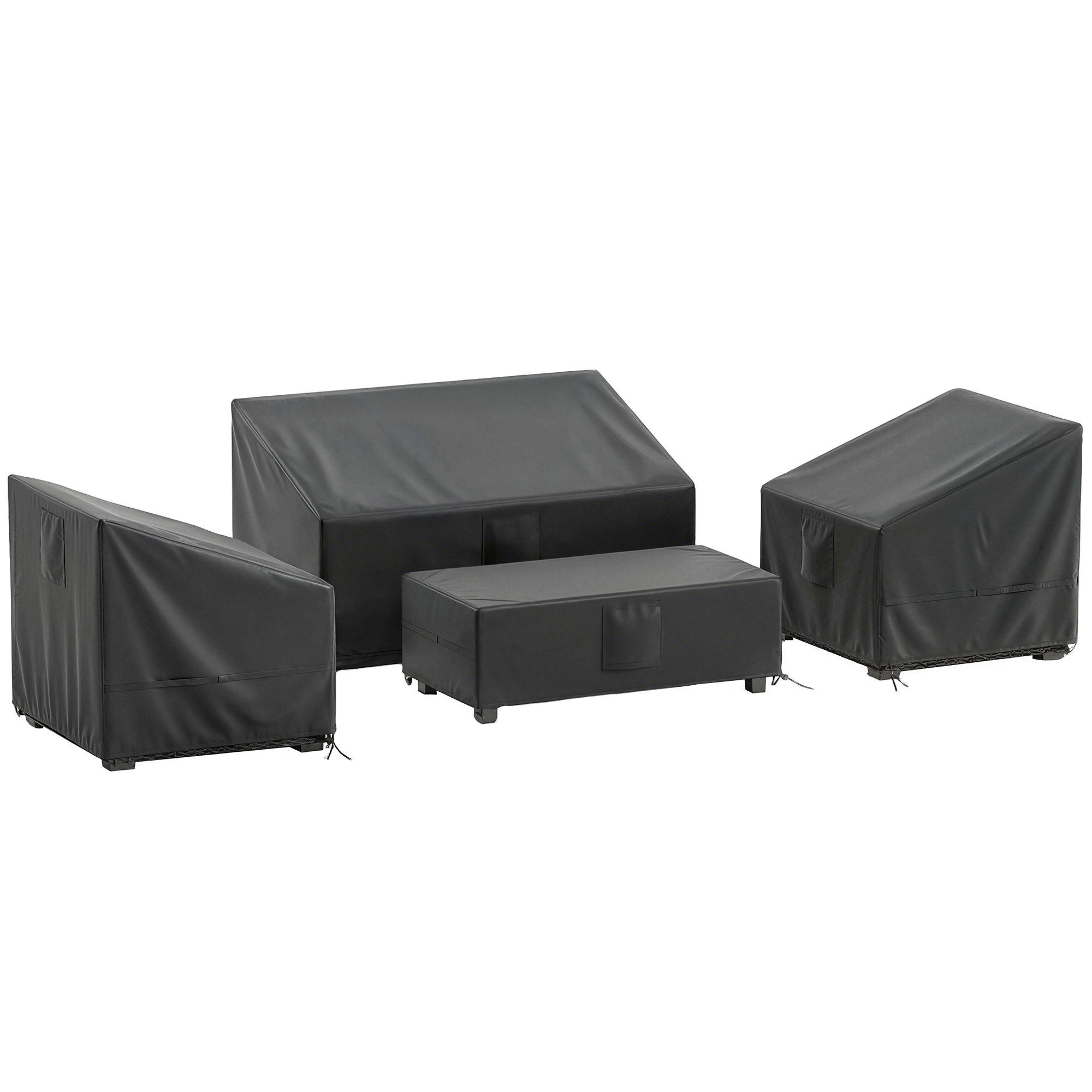 Outsunny Fundas para Muebles de Jardín 4 Piezas, Impermeables, Negro