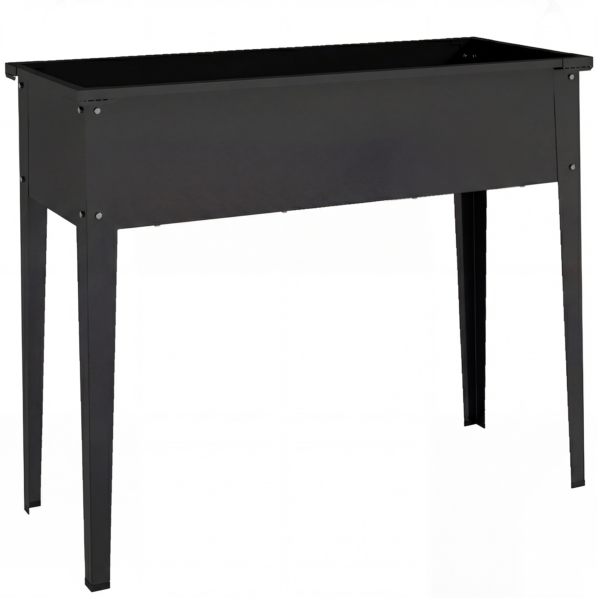 Outsunny Huerto Elevado de Metal, Jardinera Elevada 80L con bordes redondeados, Orificio de Drenaje, 100 x 40 x 80 cm, Negro