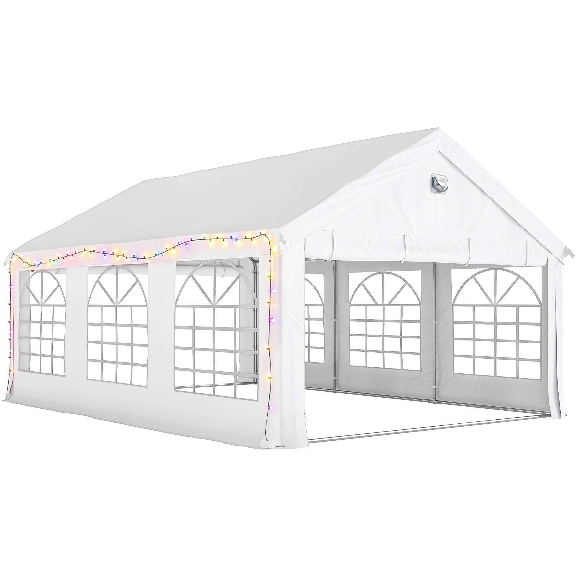 Outsunny 6 x 4 m Party Tent, Heavy Duty Gazebo Canopy with Windows, Outdoor Party Wedding Tent with 4 Removable Sidewalls