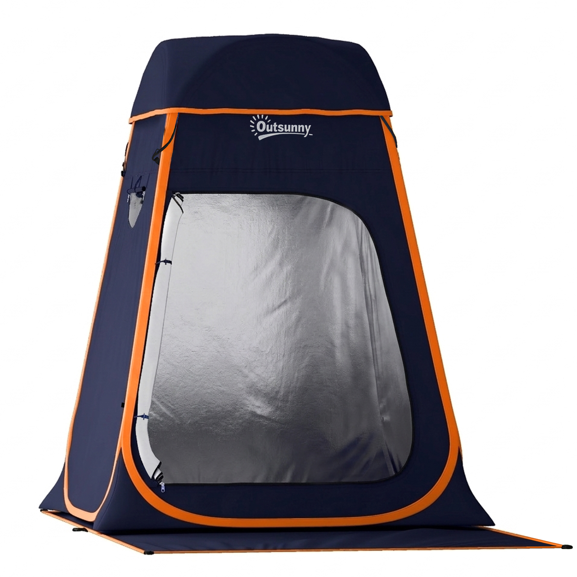 Outsunny Instant-Pop-Up Camping-Duschzelt, tragbar, mit aufrollbaren Fenstern, Netzfach & Tragetasche, UV30+, 2000 mm wasserdicht, 152x152x200 cm, Dunkelblau Aosom