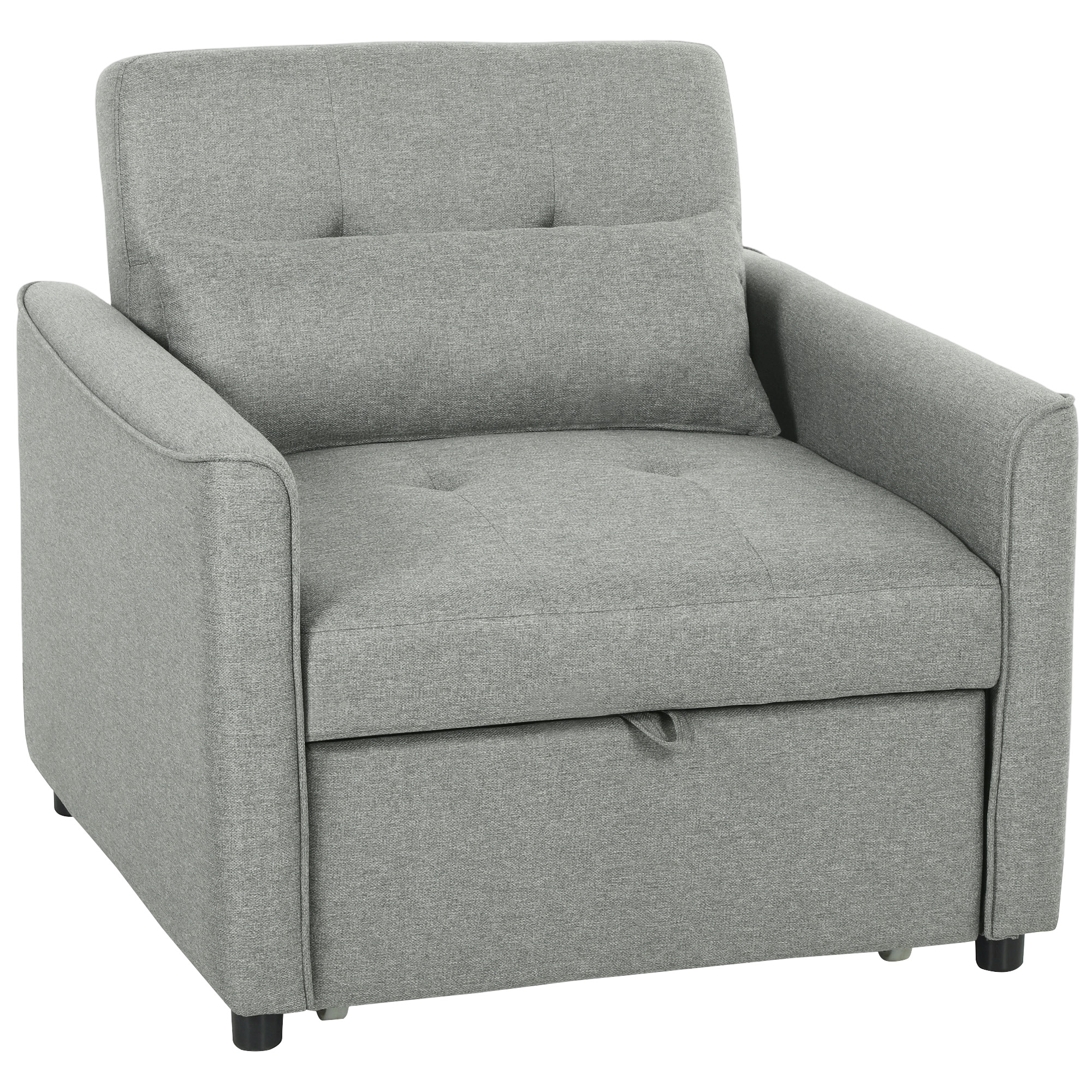 HOMCOM Sillón cama 3 en 1, sillón sofá cama extraíble con respaldo regulable, gris