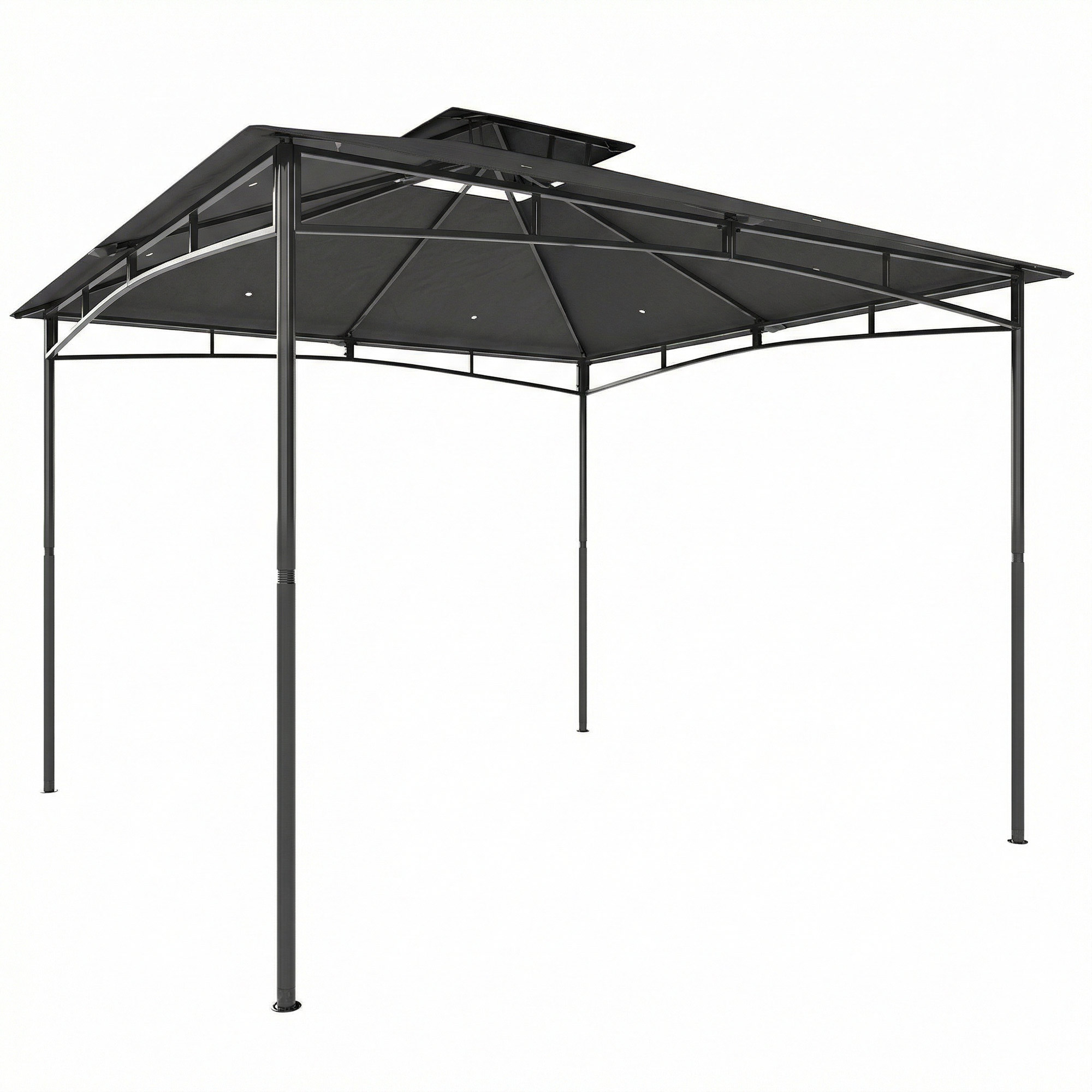 Outsunny Gazebo da Giardino Gazebo da Esterno Doppio Tetto 3x3 m Grigio Scuro   Aosom Italy