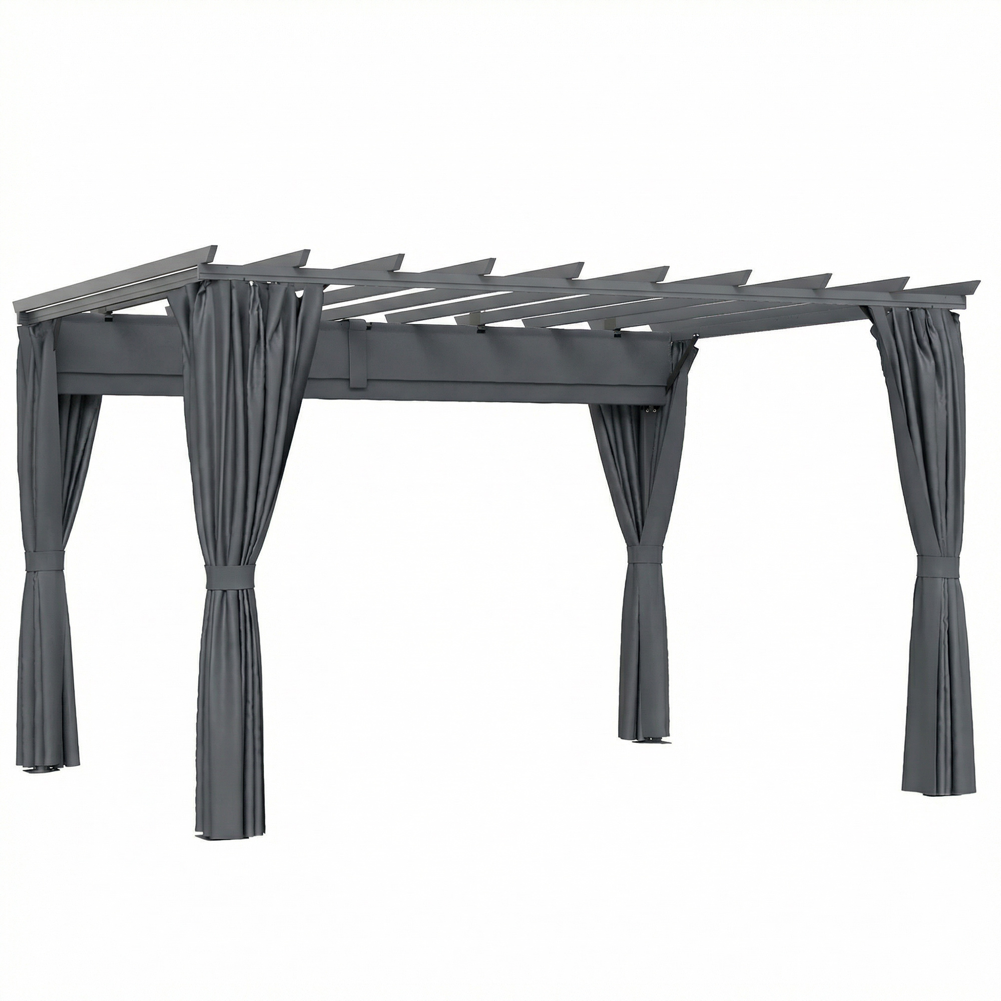 Outsunny Pérgola aprox. 3,6x3 m Pabellón de jardín Cubierta para terraza de aluminio Pabellón de jardín con techo ajustable Gris oscuro