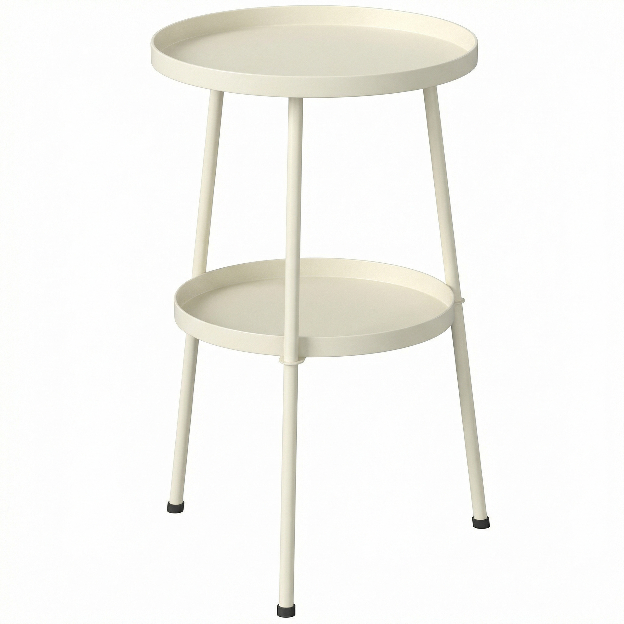 Outsunny Mesa de jardín Ø36 cm, mesa de balcón de metal, mesa auxiliar exterior redonda para jardín, terraza y balcón, blanco crema