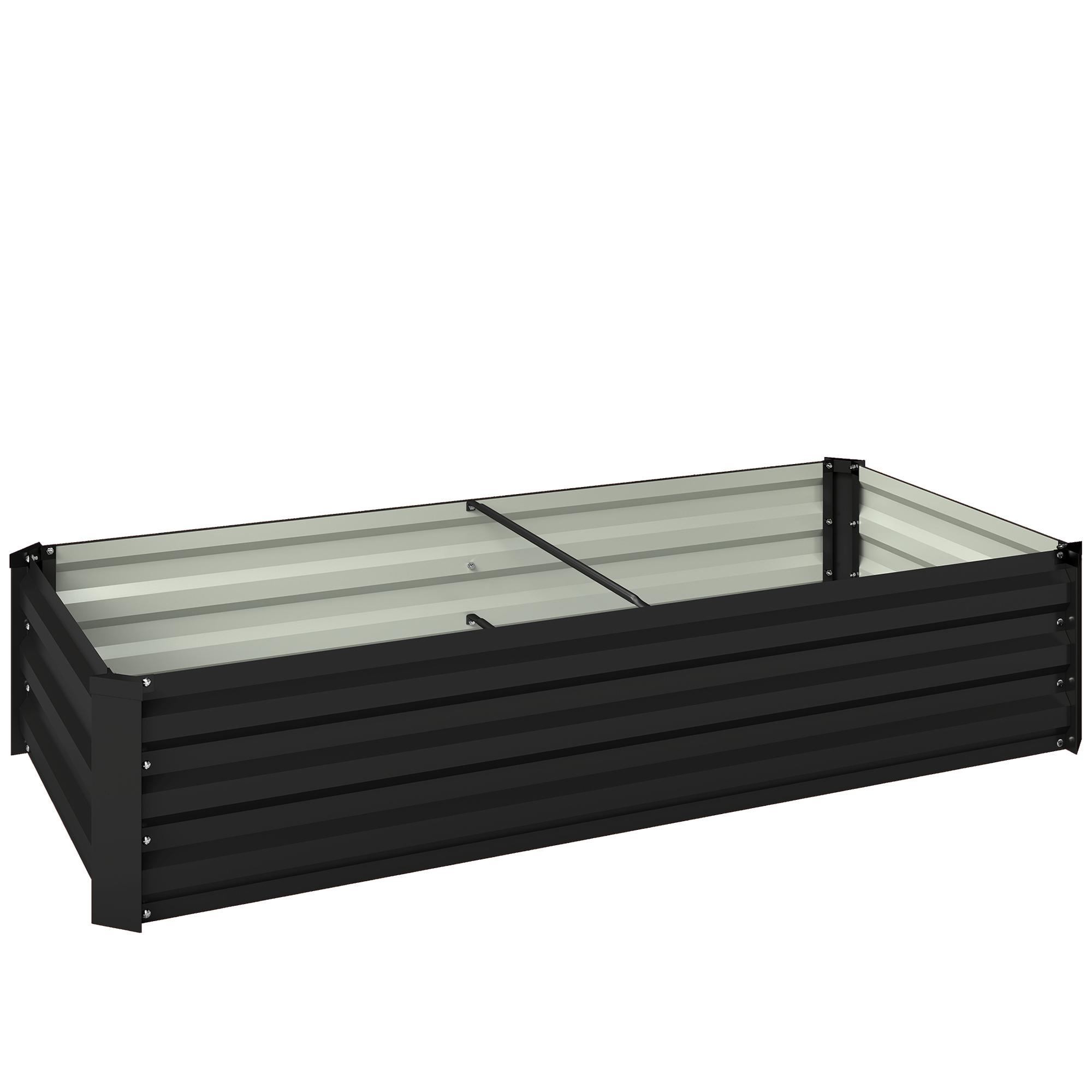 Outsunny Jardinera rectangular huerto de jardín en acero galvanizado borde de seguridad y fondo abierto 150x70x30cm gris oscuro