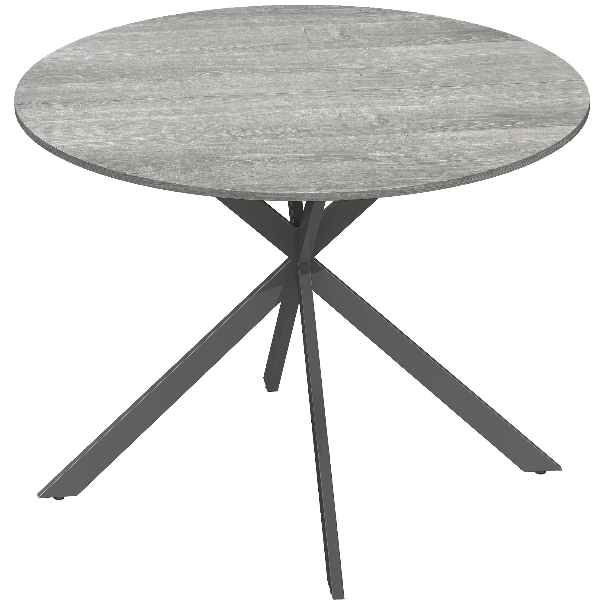 HOMCOM Mesa de comedor redonda para 4 personas, mesa de cocina estilo industrial con patas de acero, para comedor, cocina, Gris