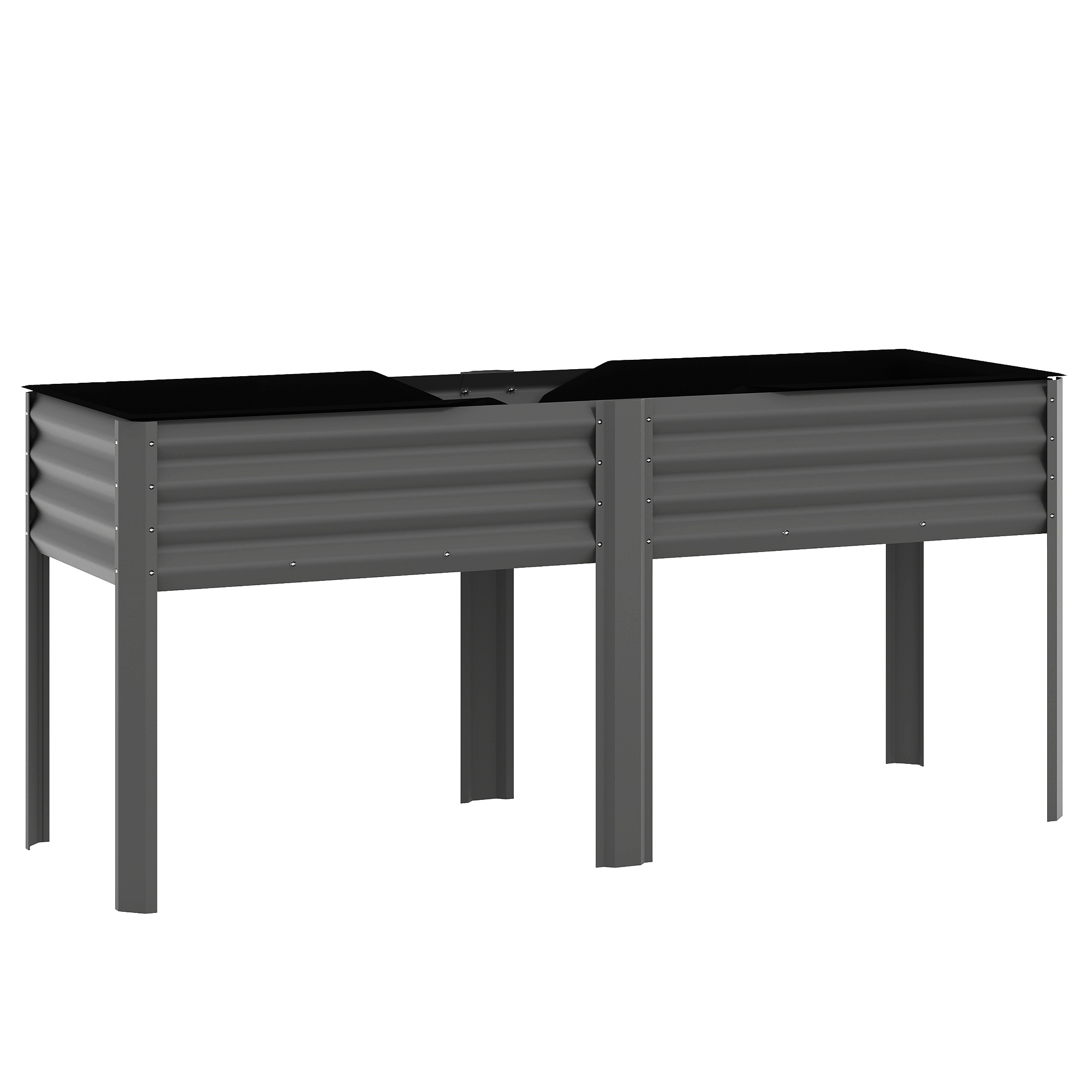Outsunny Huerto Elevado de Metal, Jardinera Elevada de Metal 241L con Barras Reforzadas y Tejido No Tejido, Gris oscuro   Aosom España