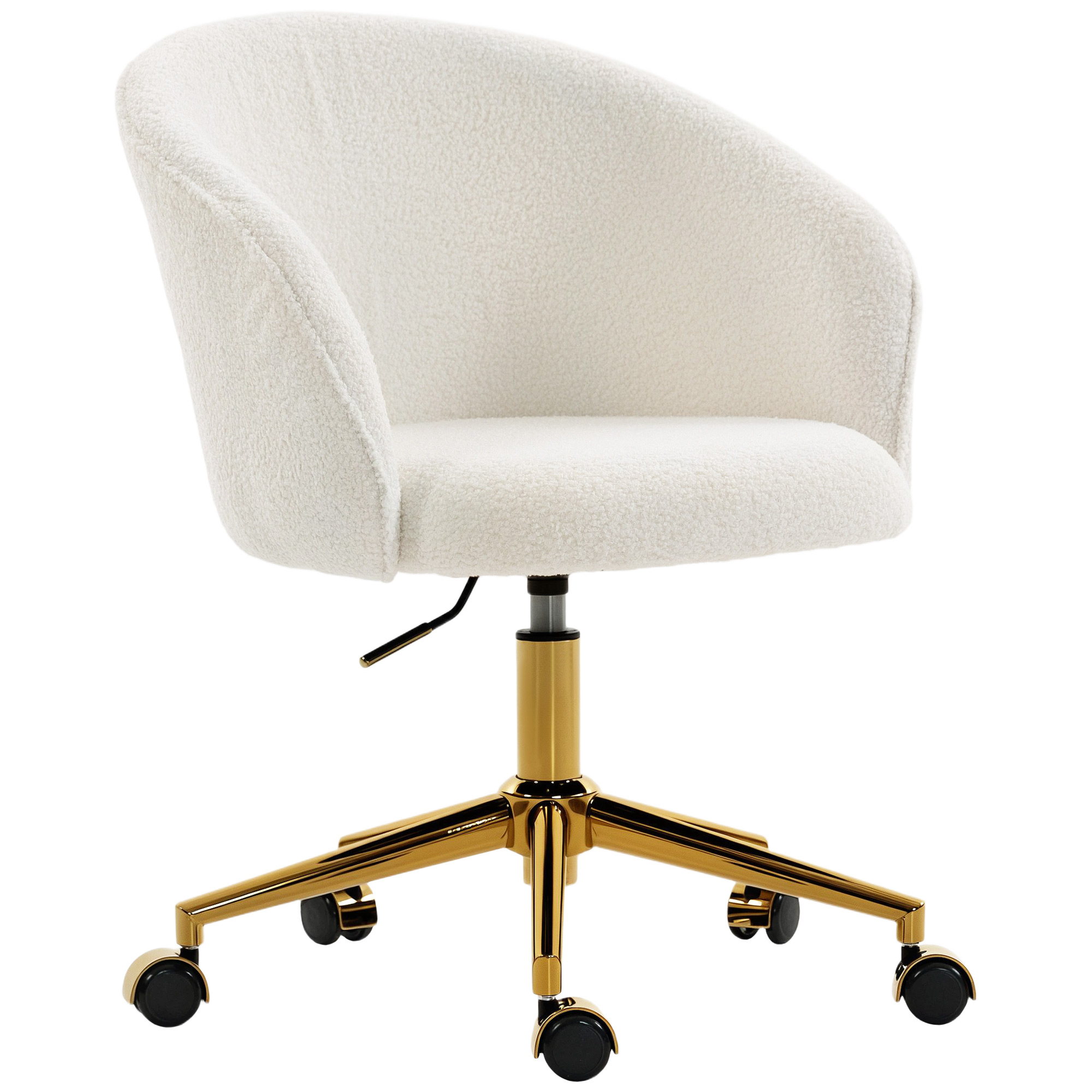 HOMCOM Silla de oficina, sillón de oficina ergonómico regulable en altura, asiento giratorio, base de acero, crema | Aosom España
