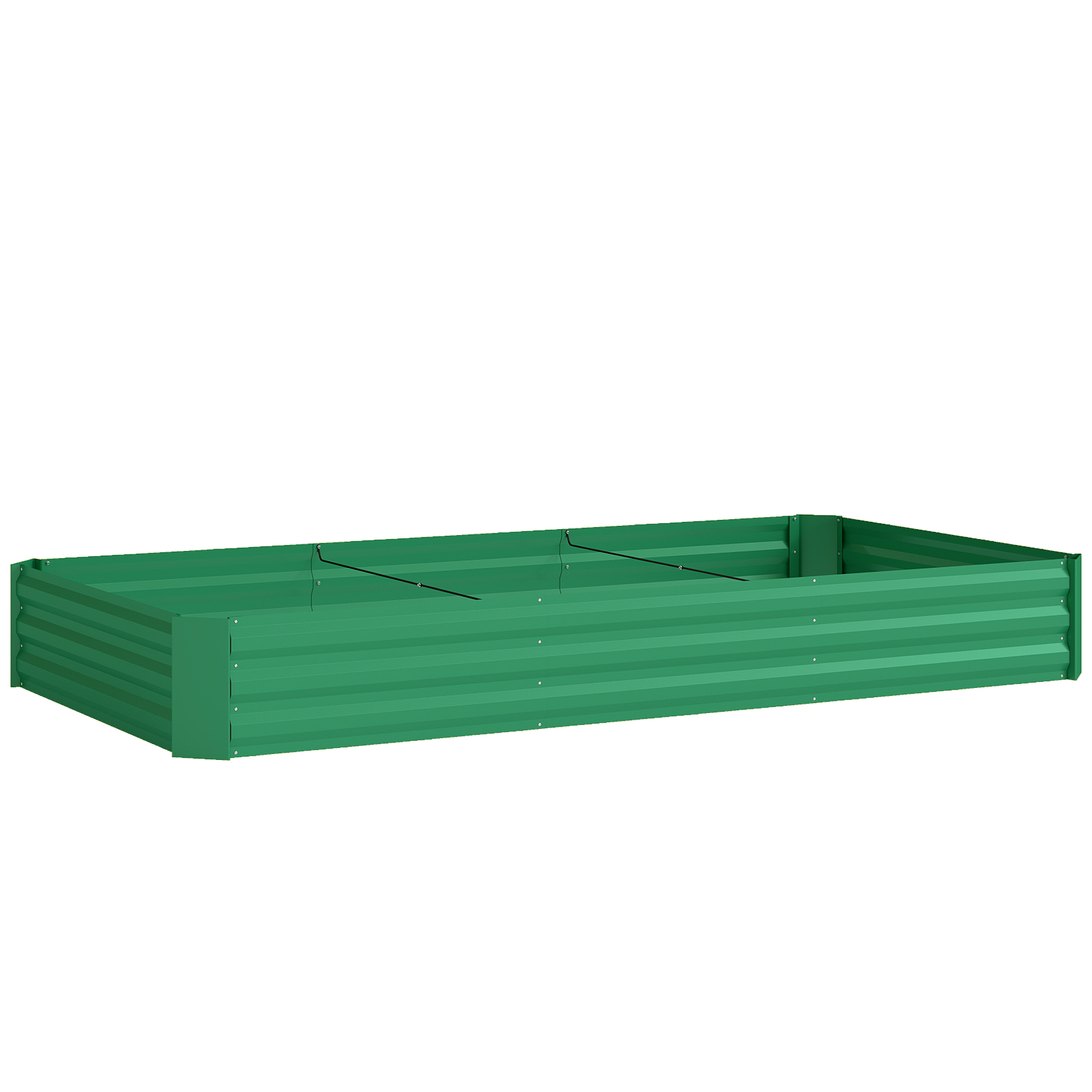 Outsunny Jardinera exterior huerto cuadrado galvanizada con borde de seguridad y fondo abierto 240 x 120 x 30 cm verde