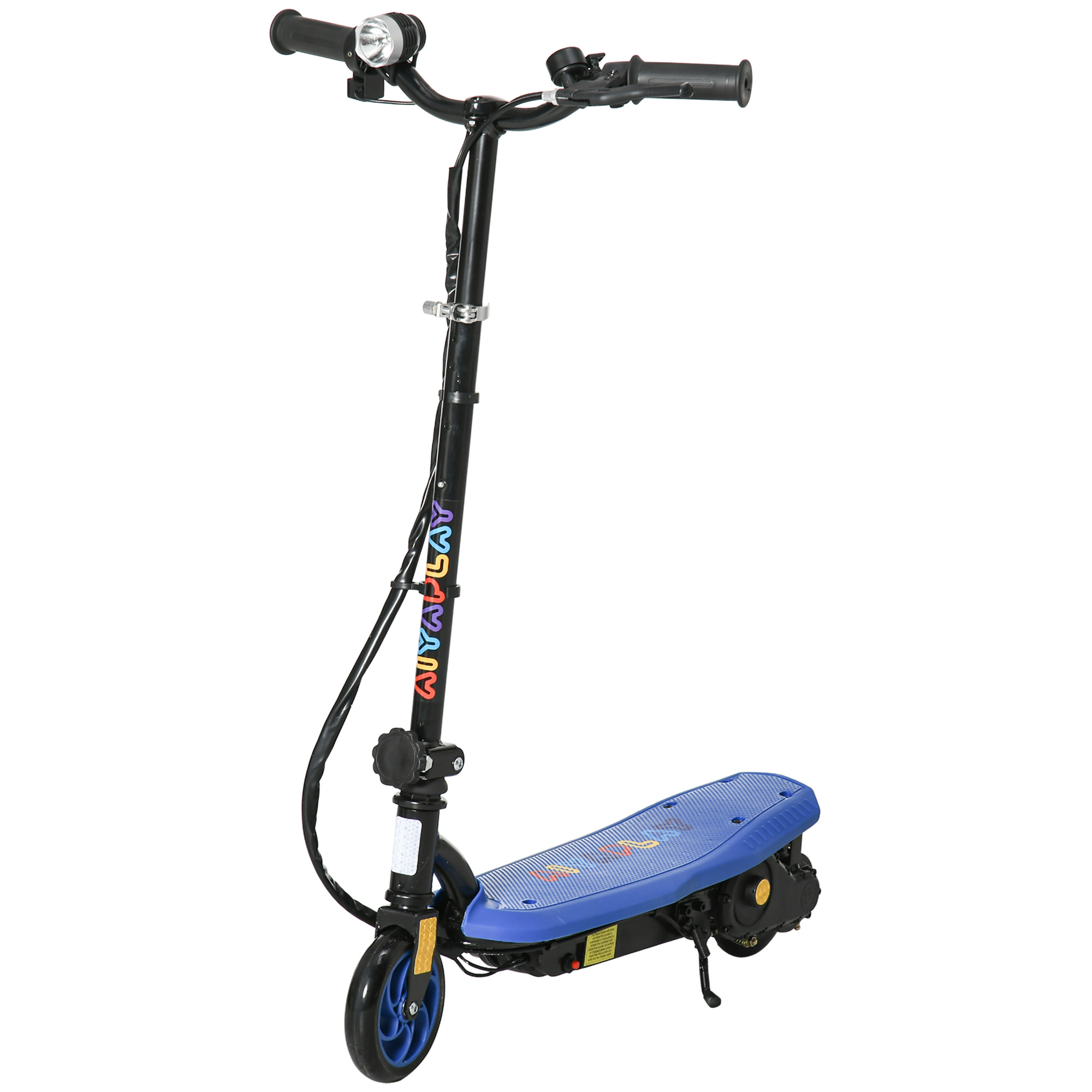 HOMCOM Patinete Eléctrico para Niños de 7-14 Años Plegable con Faro LED Rueda y Freno Velocidad Máxima de 12 km/h Azul