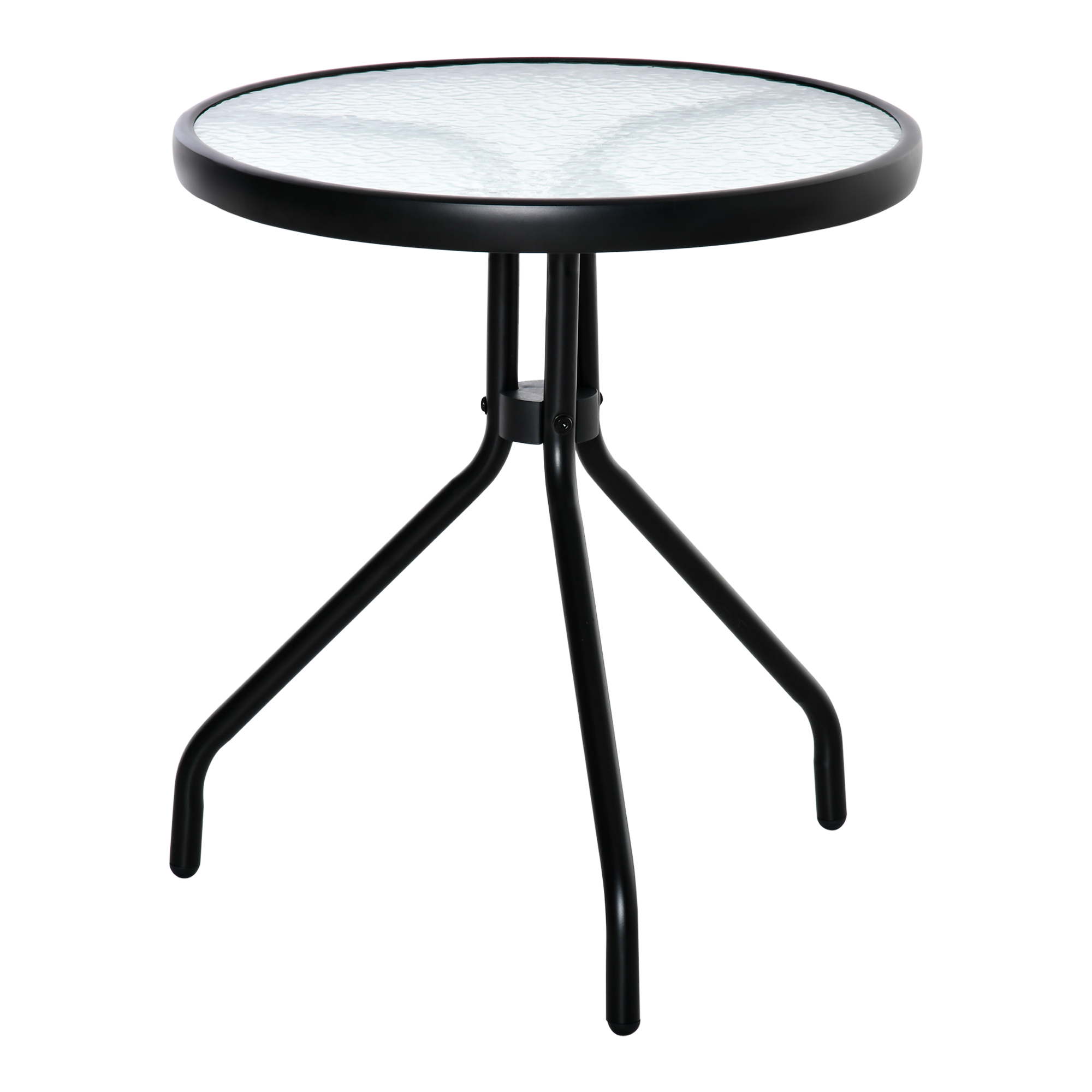 Outsunny Beistelltisch Garten wetterfester Gartentisch mit Glastischplatte, Balkontisch aus Metall, runder Kaffeetisch 10kg belastbar, Ø50x55H cm Sofatisch für Outdoor Balkon Terrasse Büro Schwarz Aosom