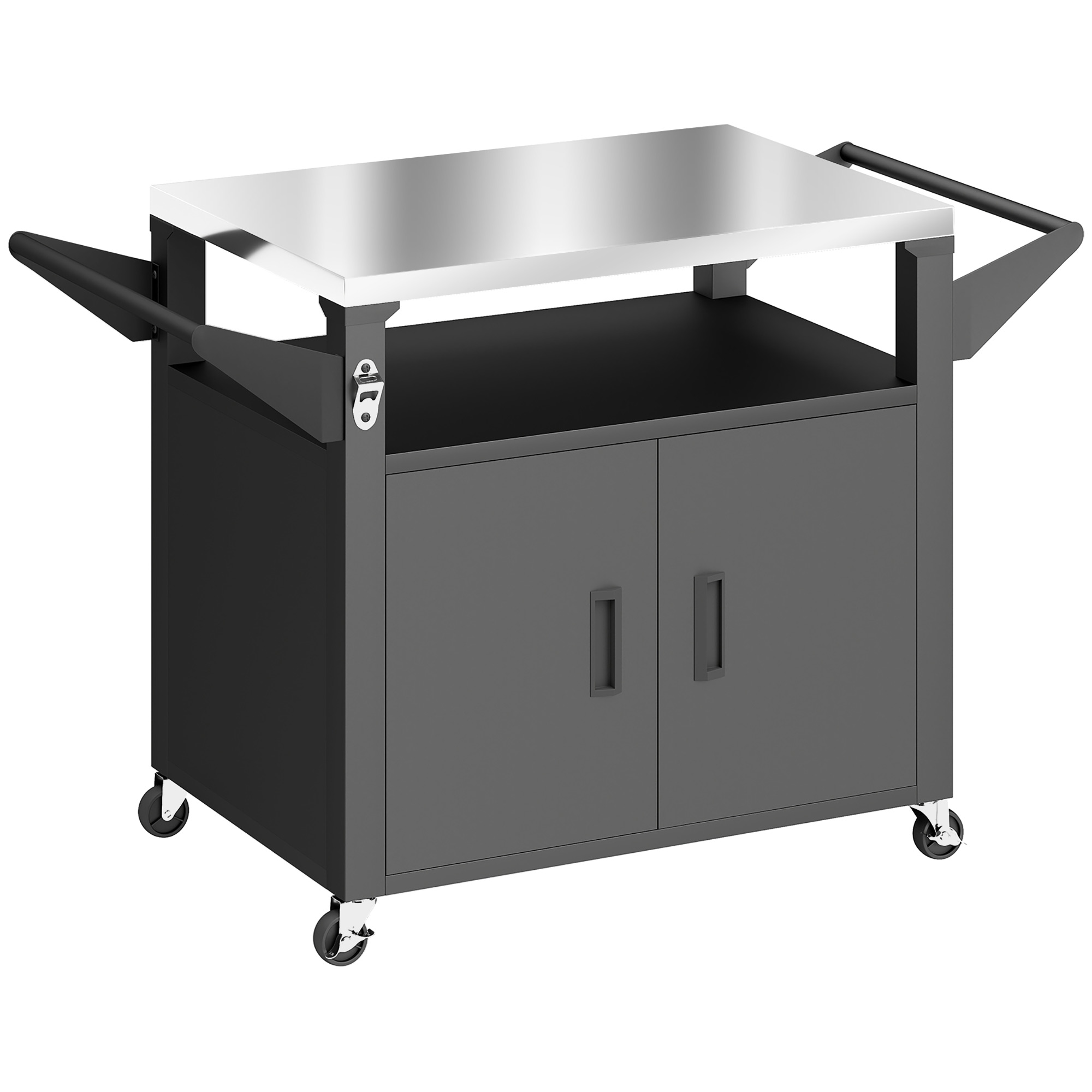 Uas Cdc Ric Outsunny Carrello da cucina con ruote, Carrello portavivande con ...
