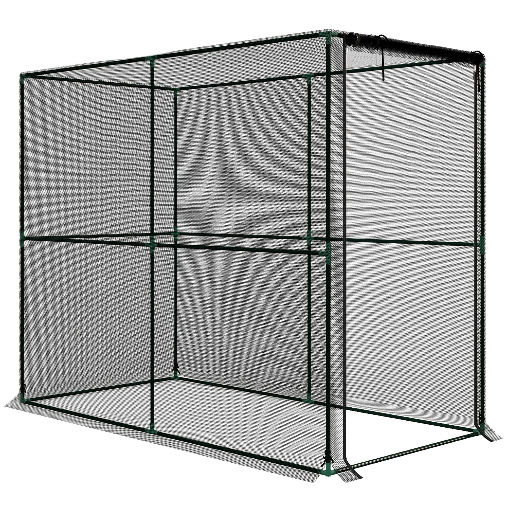 Outsunny jaula para frutas, red de protección para plantas con puerta con cremallera, protección contra aves, insectos y pequeños animales, Negro
