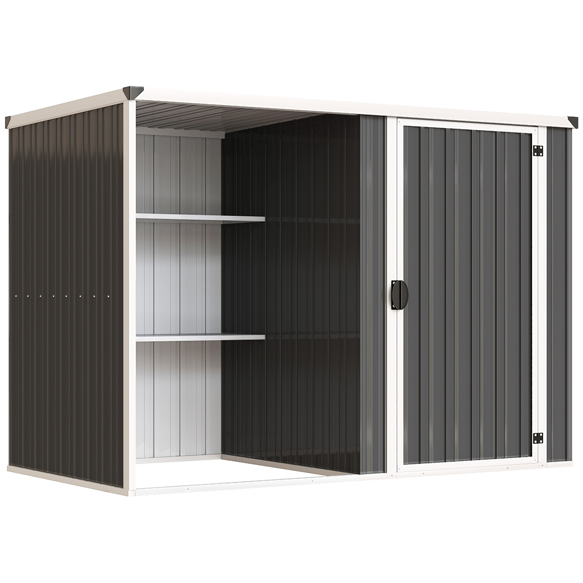 Outsunny Cobertizo de jardín en acero galvanizado, puerta con cerradura, 231 x 125 x 162 cm, gris