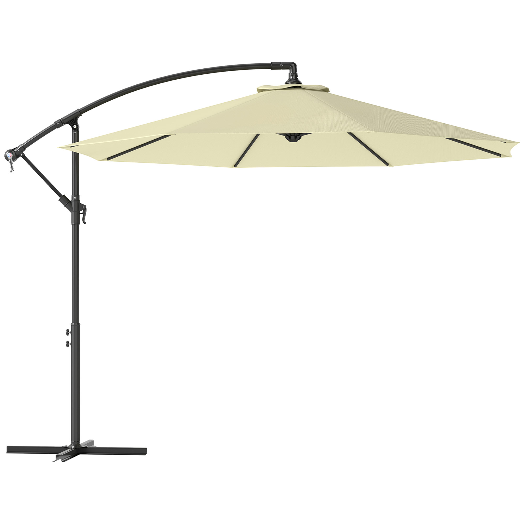 Outsunny Parasol de Jardín 3x2.5 m de Brazo Inclinable con Manivela, Beige