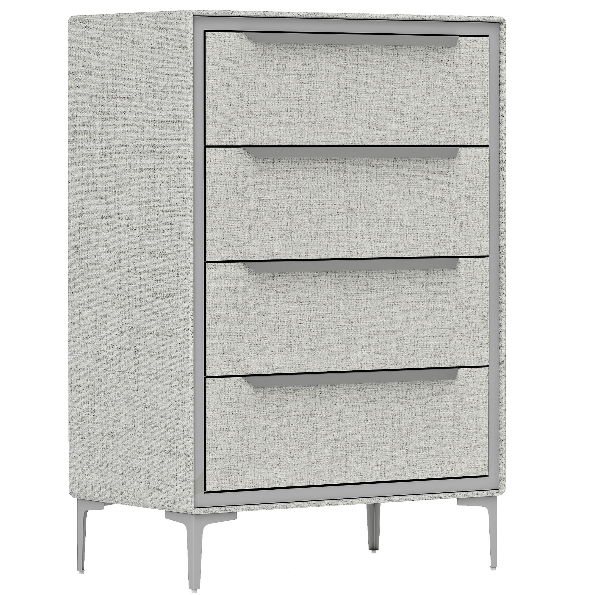 HOMCOM Cajonera 4 cajones en acero con revestimiento de tela efecto lino, 60x36x88 cm, Gris