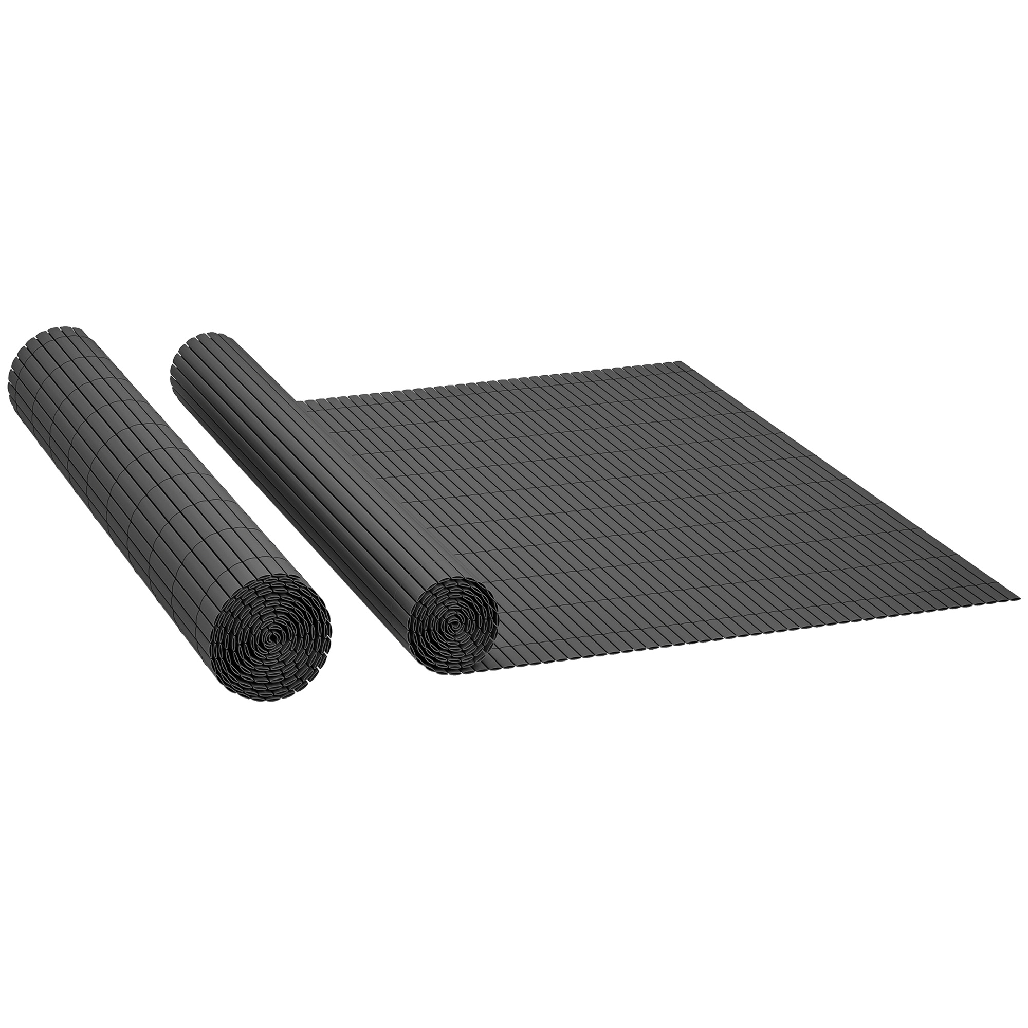 Outsunny 2Pcs Plastic Privacy Screening Fence, 1m x 3 m Waterproof Windbreak Fence, Dark Grey
