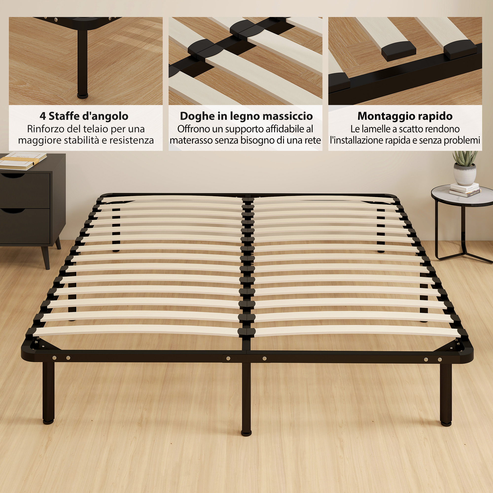 Legno Letto Matrimoniale Compreso Di Materasso Letto matrimoniale Basso in legno