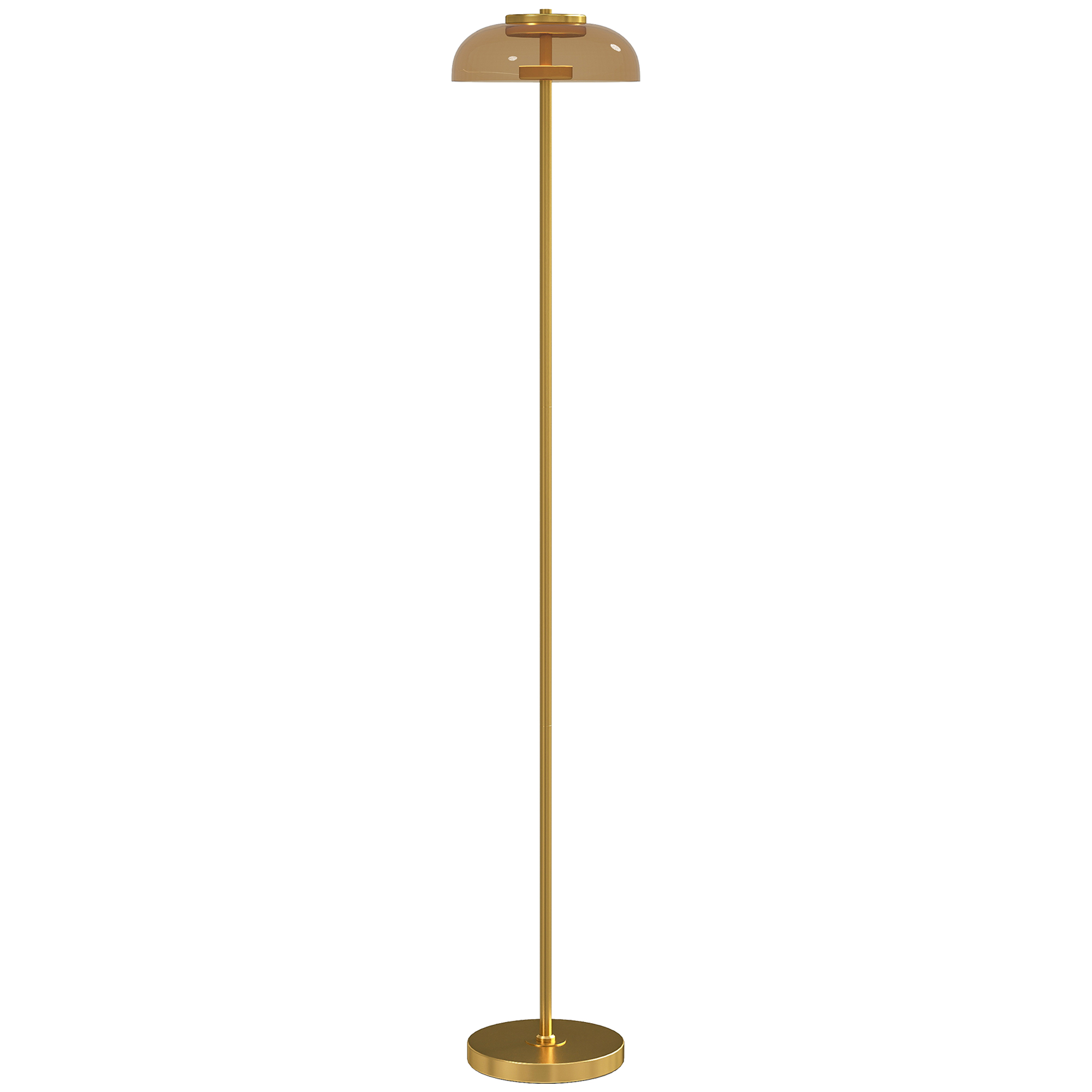 HOMCOM Lámpara de pie para salón, lámpara LED para salón con luz cálida 3000 K e interruptor de pie, Ø25x134cm, tono latón | Aosom España