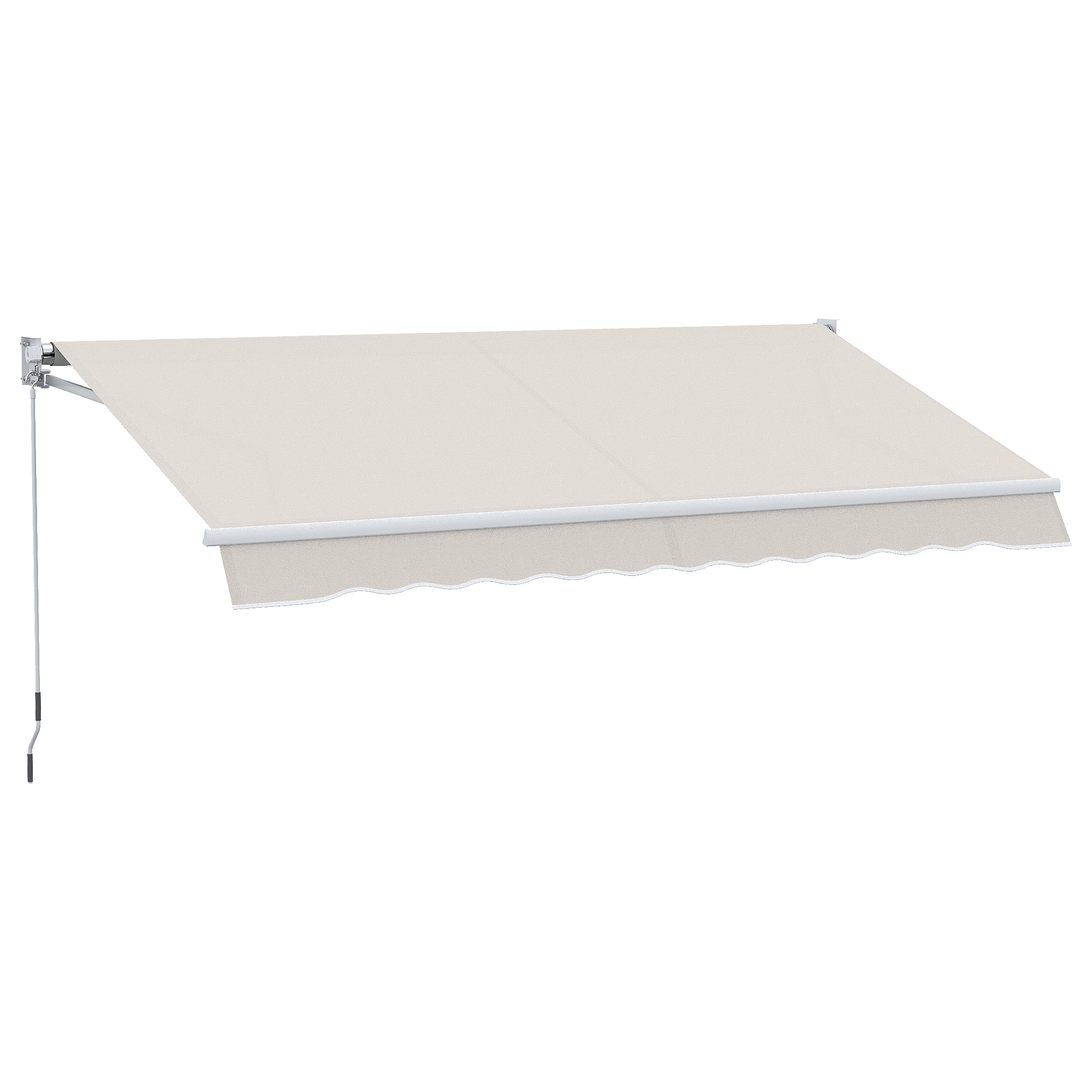 Outsunny Auvent Mural Ouverture Manuelle en Aluminium et Polyester UV50+ pour Extérieur avec Manivelle 200x295 cm Blanc Crème