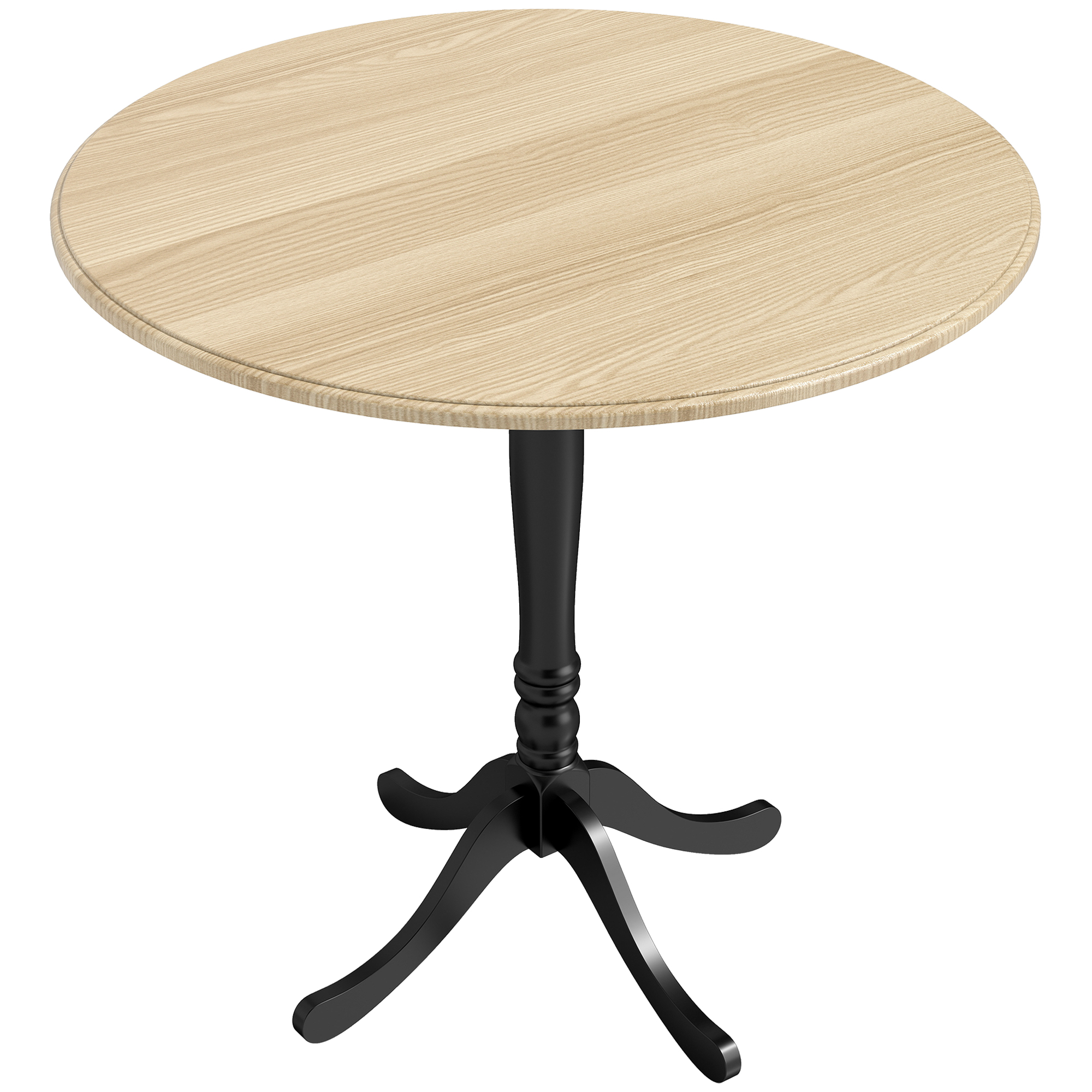 HOMCOM Mesa de comedor redonda para 4 personas Ø 80 cm, mesa de cocina, base de acero, estilo moderno, madera natural y negro