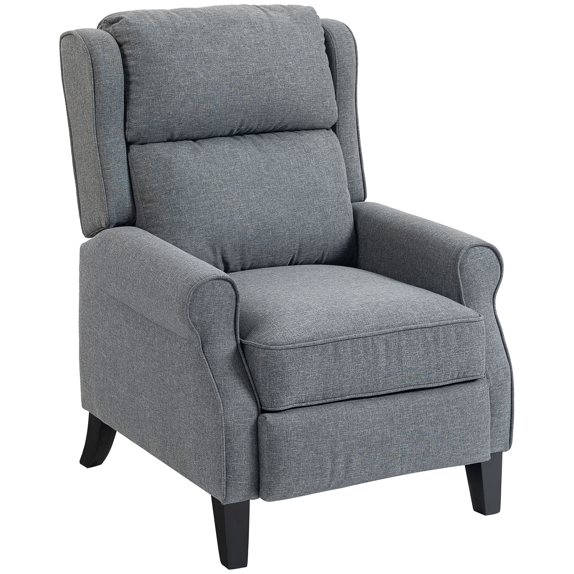 HOMCOM Sillón Reclinable 132° máx en Tela Efecto Lino con Reposapiés, 74x84x102 cm, Gris