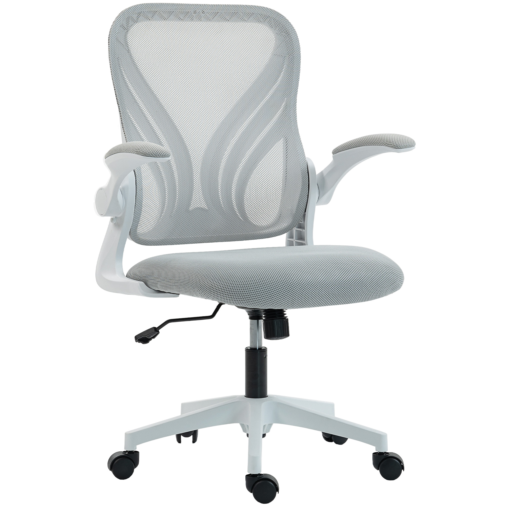 HOMCOM Silla de oficina ergonómica, silla de malla, respaldo abatible, reposabrazos plegables, 73x62x101-111cm, gris | Aosom España