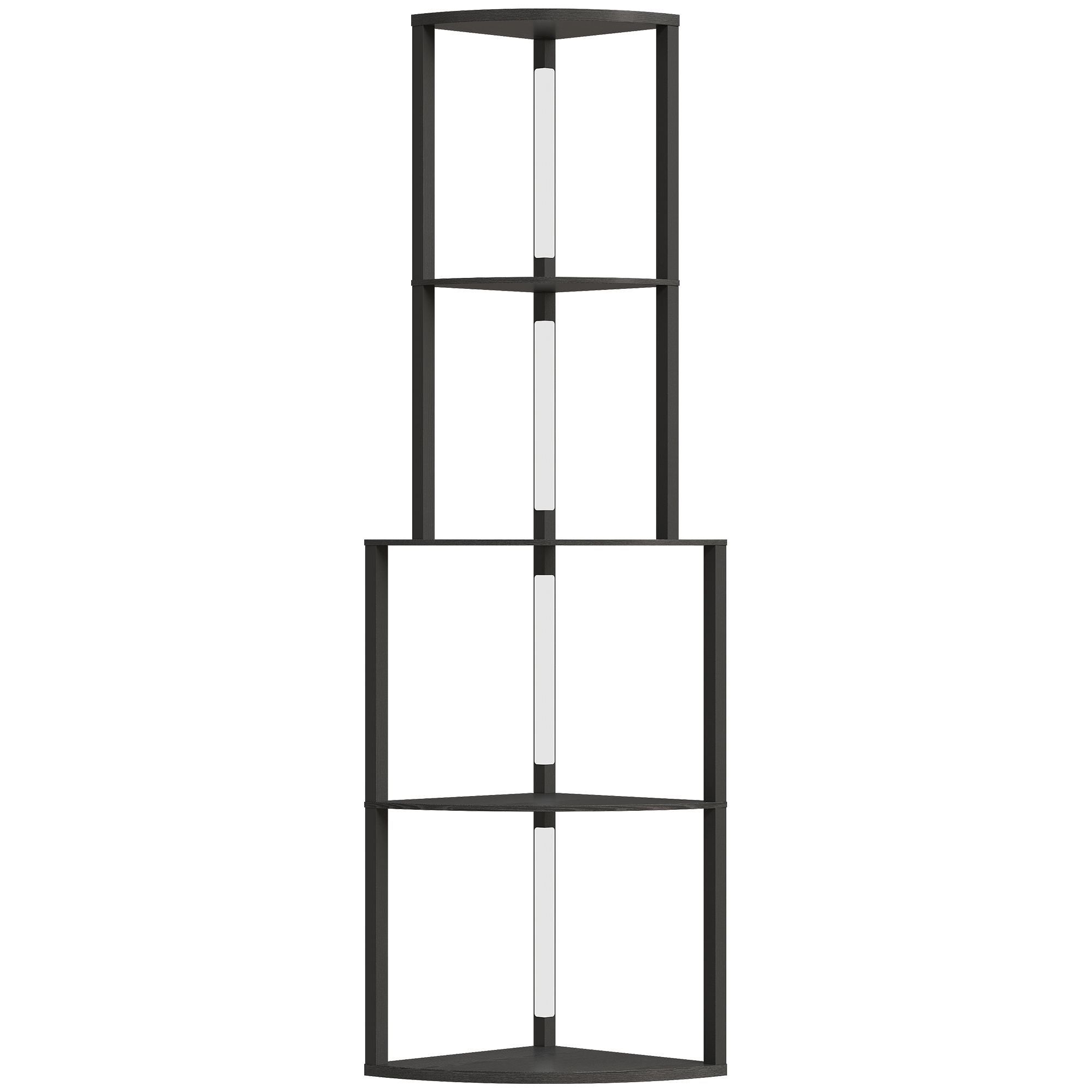 HOMCOM Lámpara de pie para salón, lámpara con estanterías de esquina de 4 niveles, brillo regulable, 55,5 x 39,5 x 163 cm, negro | Aosom España