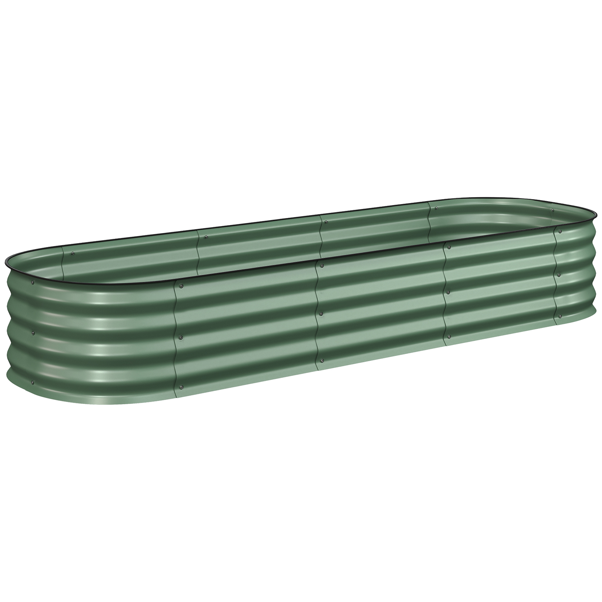 Outsunny Jardinera elevada cuadrada huerto de jardín en acero modular para hortalizas, plantas y flores, dim. 195 x 62 x 30 cm, verde