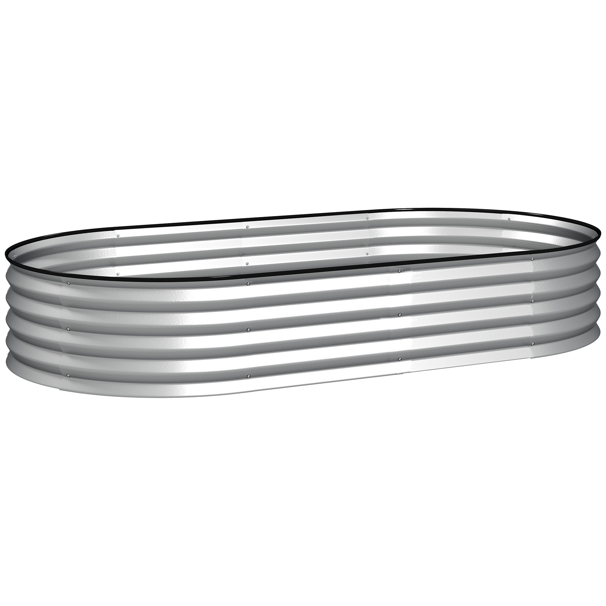 Outsunny Jardinera elevada galvanizada de acero cama de jardín borde caucho 181 x 93 x 30 cm plateado