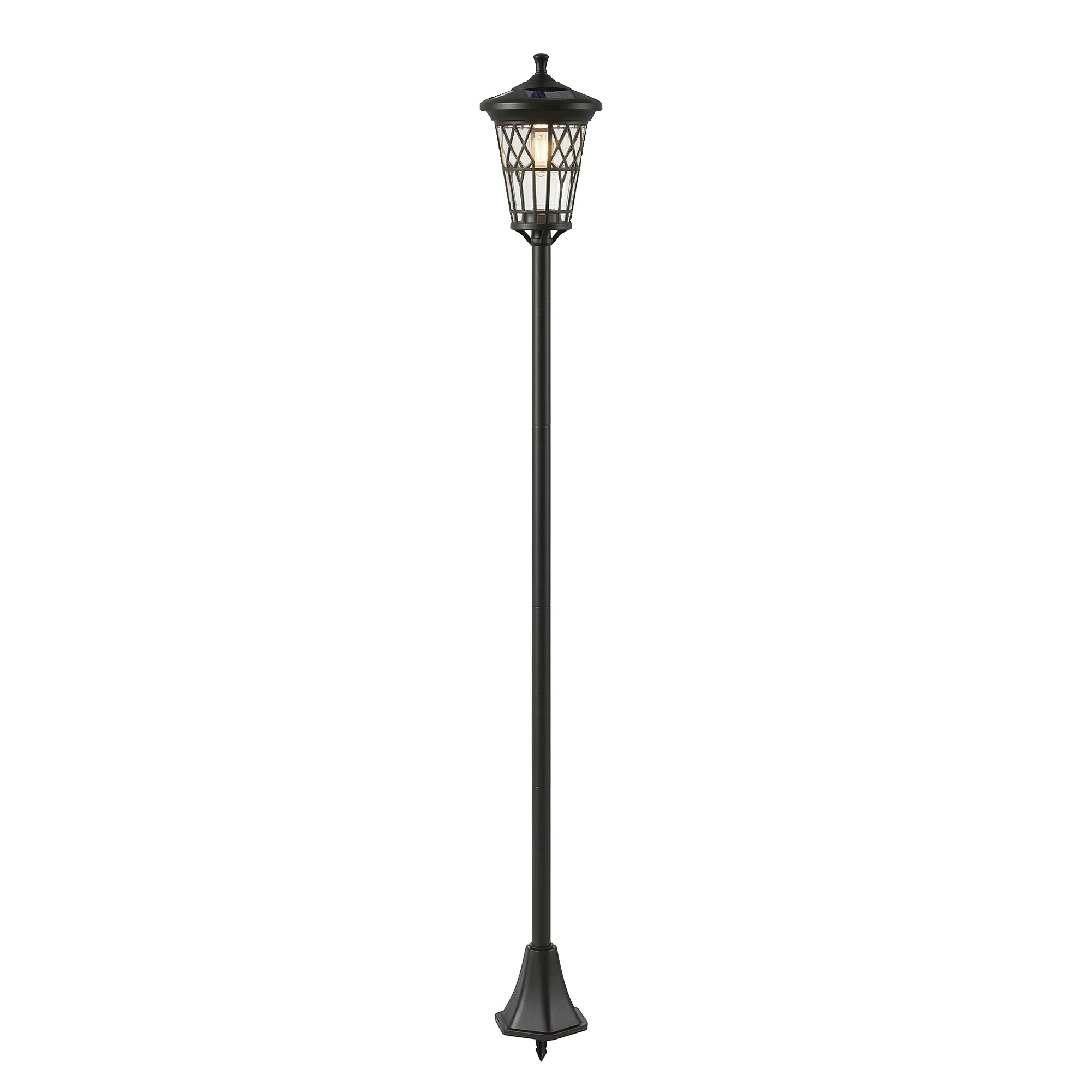 Outsunny Set mit 2 Solar-Gartenleuchten, Edelstahl-Außen-Solarleuchten mit verstellbarer Höhe, 2 Helligkeitsstufen, IP44 wasserfest, für Terrasse, Patio, 23,5x23,5x186 cm, Schwarz Aosom