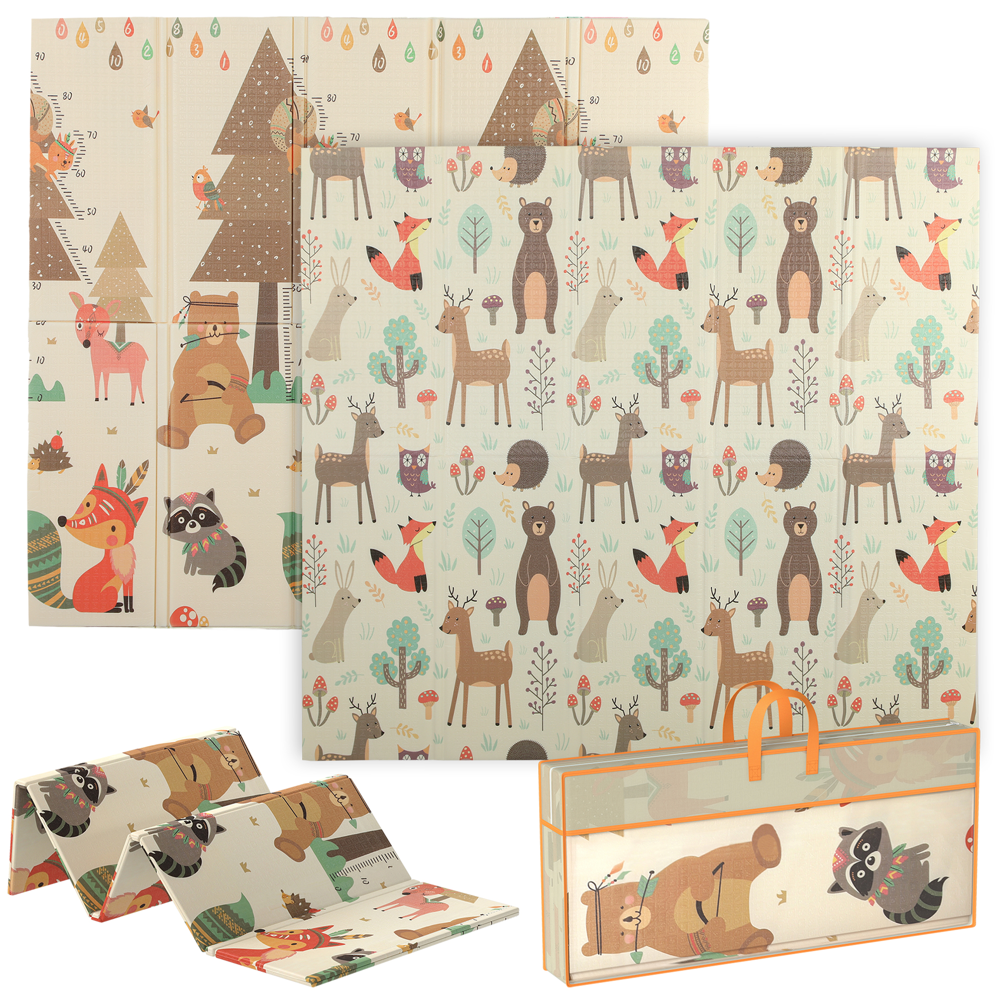 AIYAPLAY Speelmat Baby 196 x 176 x 1,5 cm opvouwbaar Dubbelzijdige Kruipmat Meer kleurig