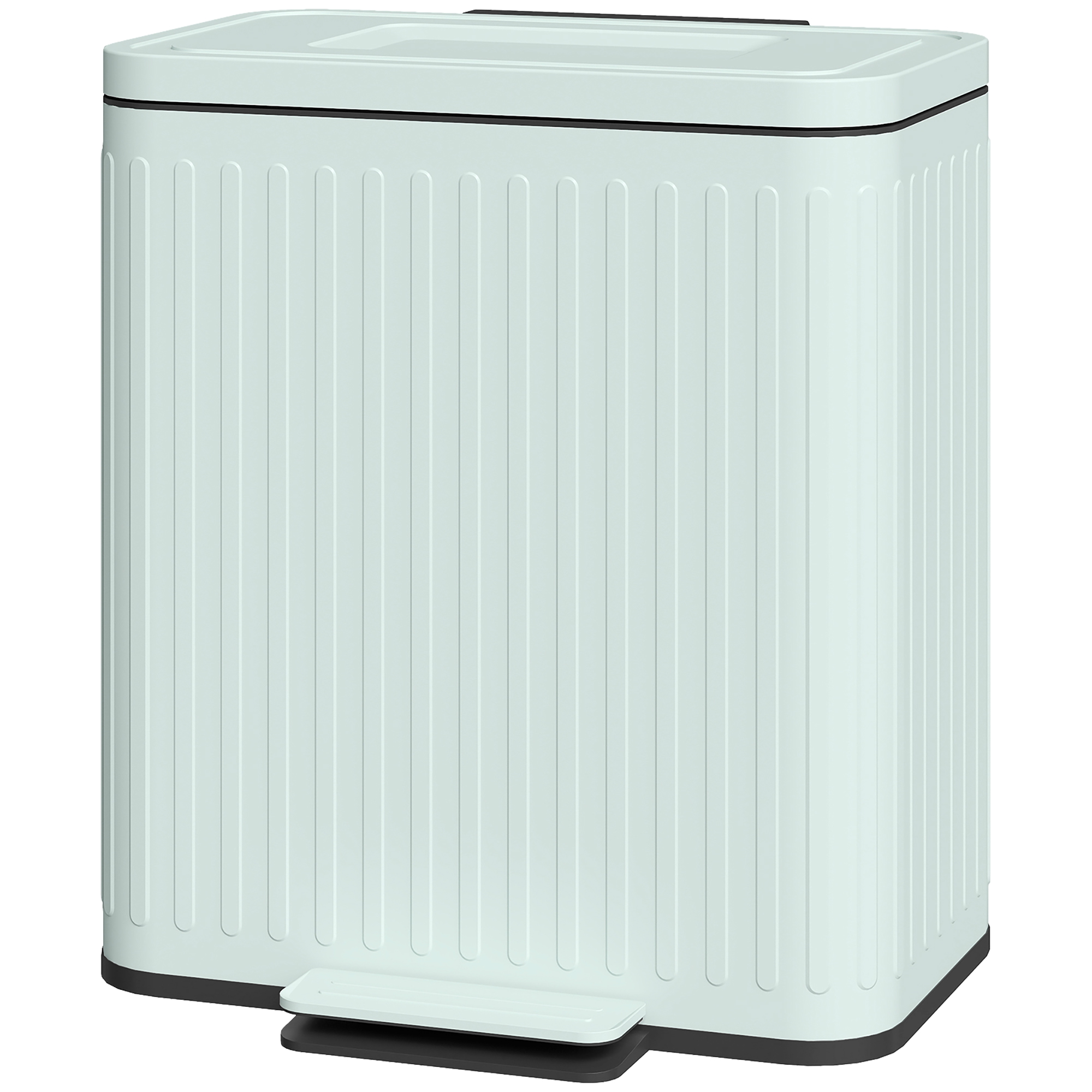 HOMCOM Poubelle de cuisine, 2 x 20 L compartiments, tri efficace des déchets, pédale, Plastique, Métal, Vert