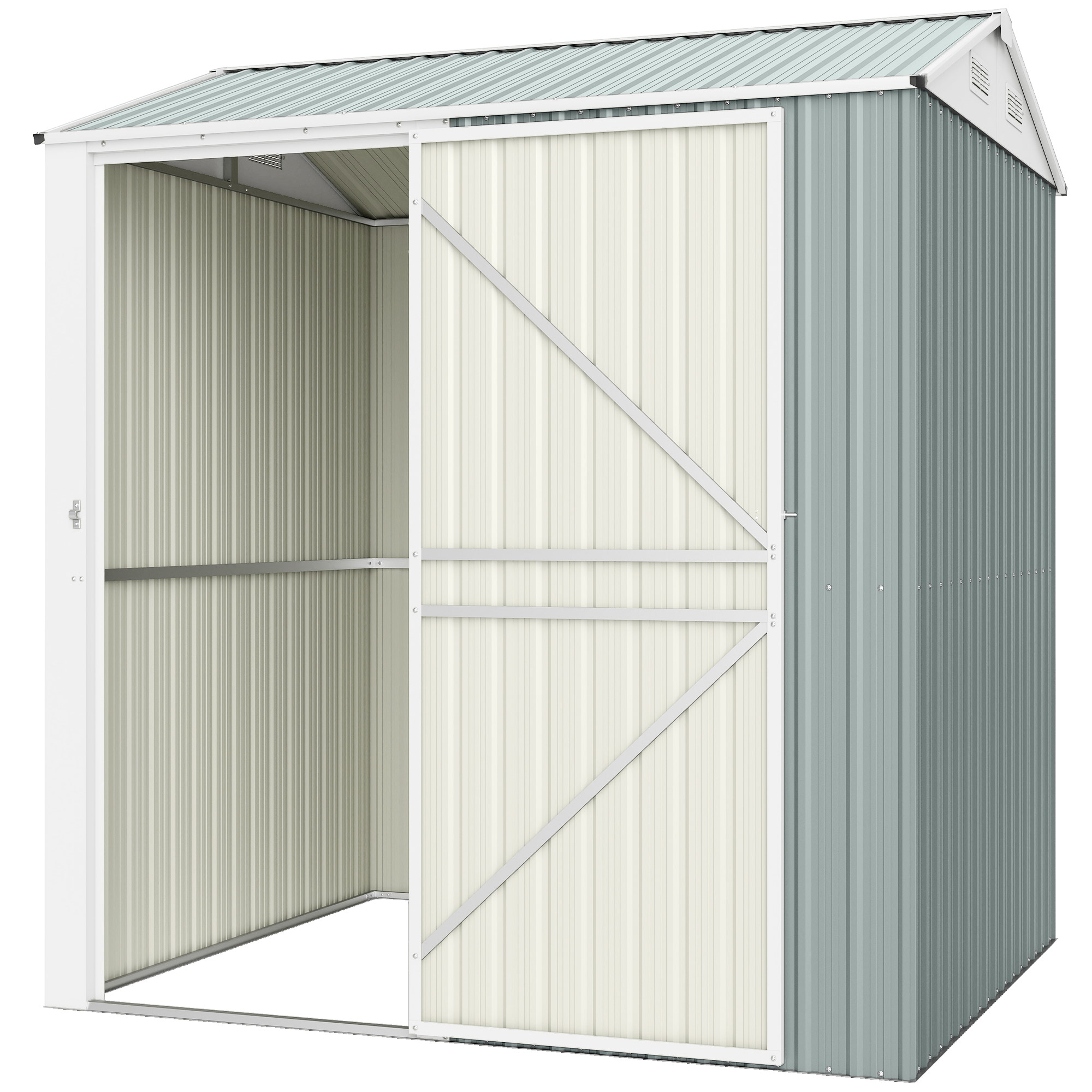 Outsunny Remise métallique 3,5 m², Remise haute verrouillable avec toit en pente, aérations et gants, 209 x 177 x 236 cm