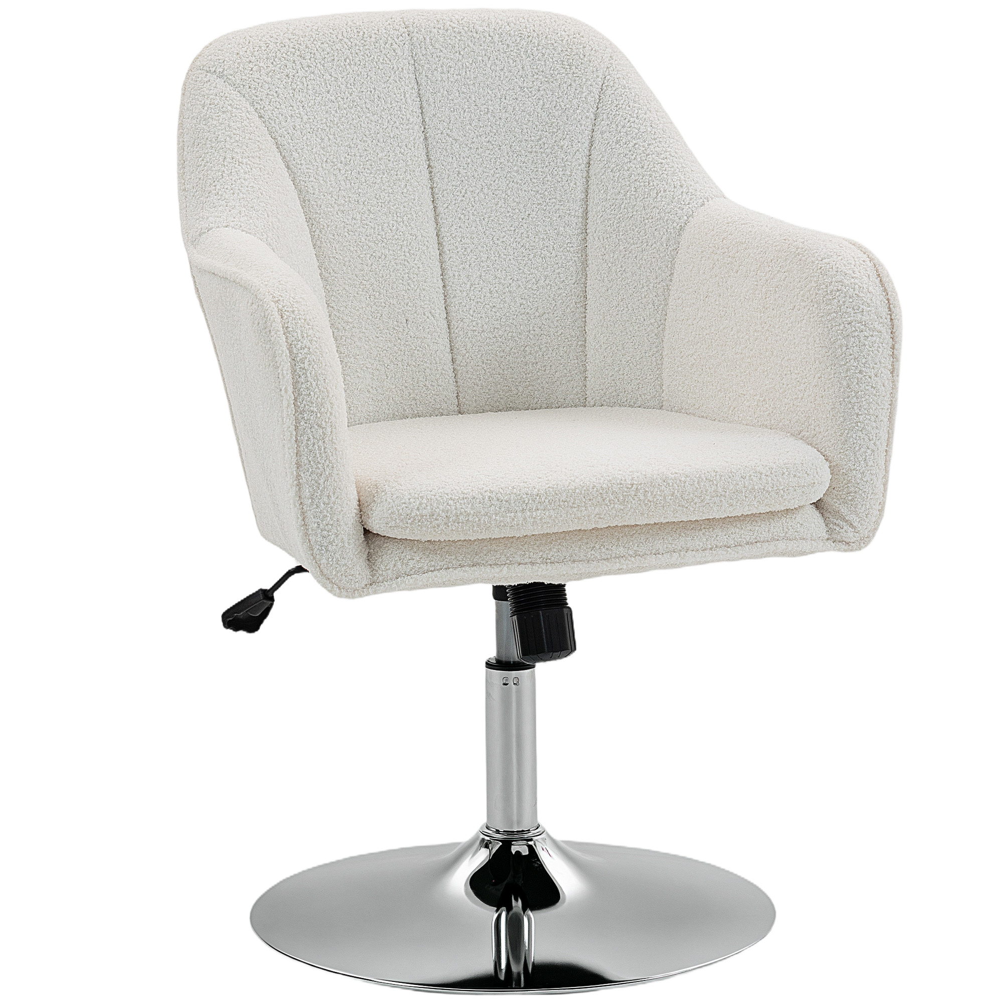 HOMCOM Sillón de salón, silla giratoria con altura ajustable, función de balanceo, cojín acolchado, 61 x 64 x 80-92 cm, blanco