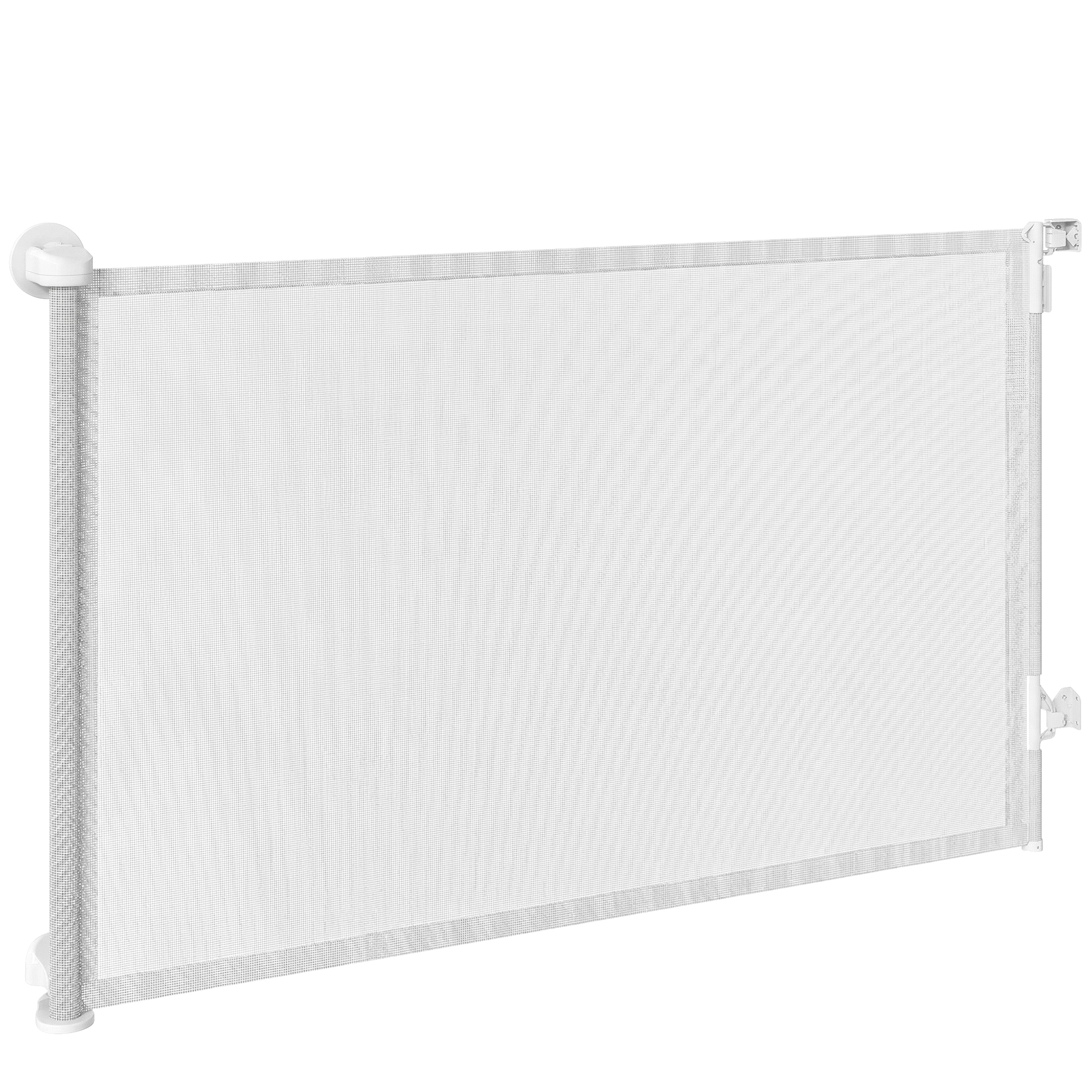 Comparer les prix de PawHut Barrière pour escaliers Portillon rétractable 0-140 cm avec ouverture d'une main pour animaux pour escaliers et portes Blanc
