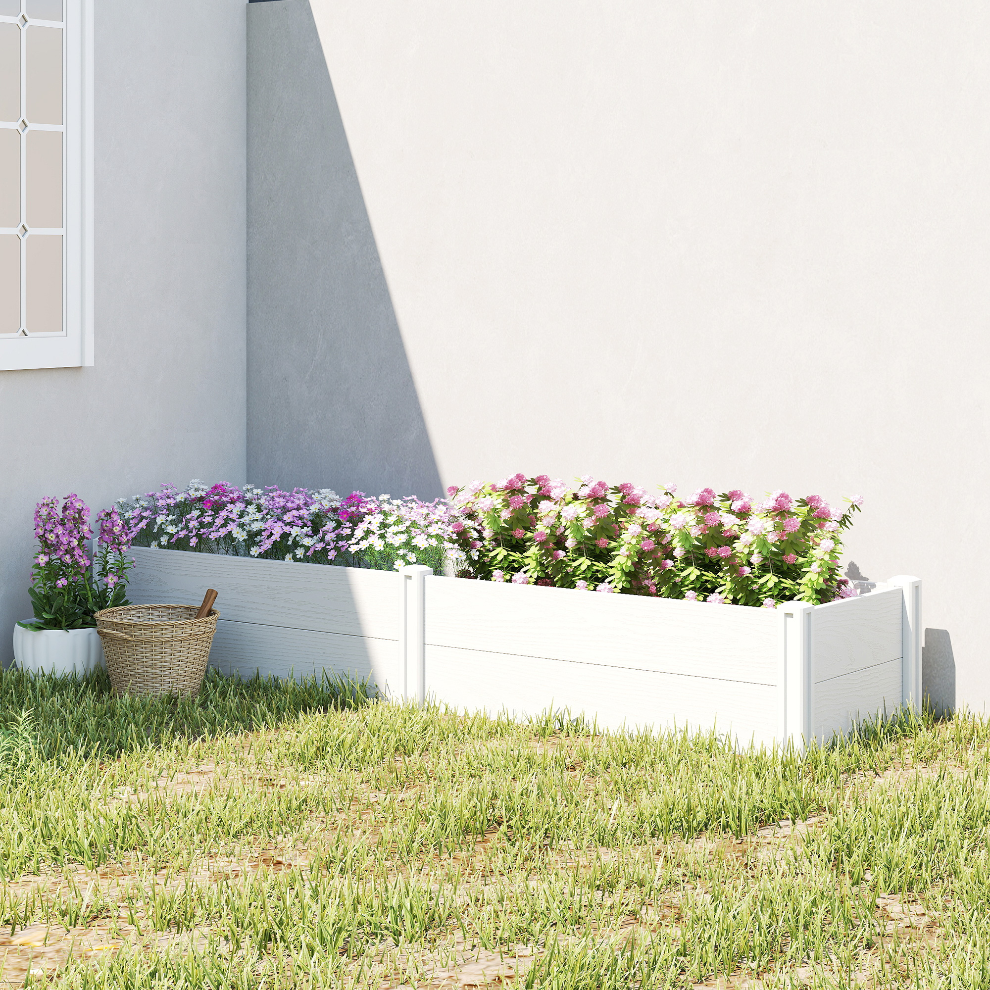 Outsunny Hochbeet Kunststoff, Steckbar Pflanzbeet mit DIY-Montage Frühbeet günstig online kaufen