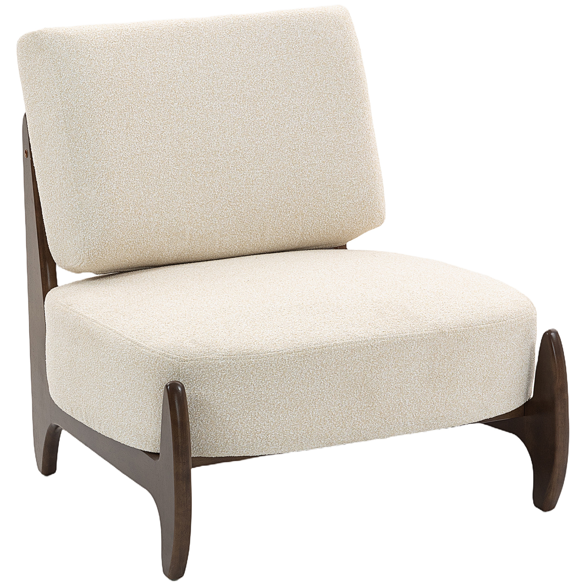 HOMCOM Sillón de salón en chenilla, sillón de dormitorio cómodo, cojín grueso, asiento acolchado, 72 x 73,5 x 81 cm, crema